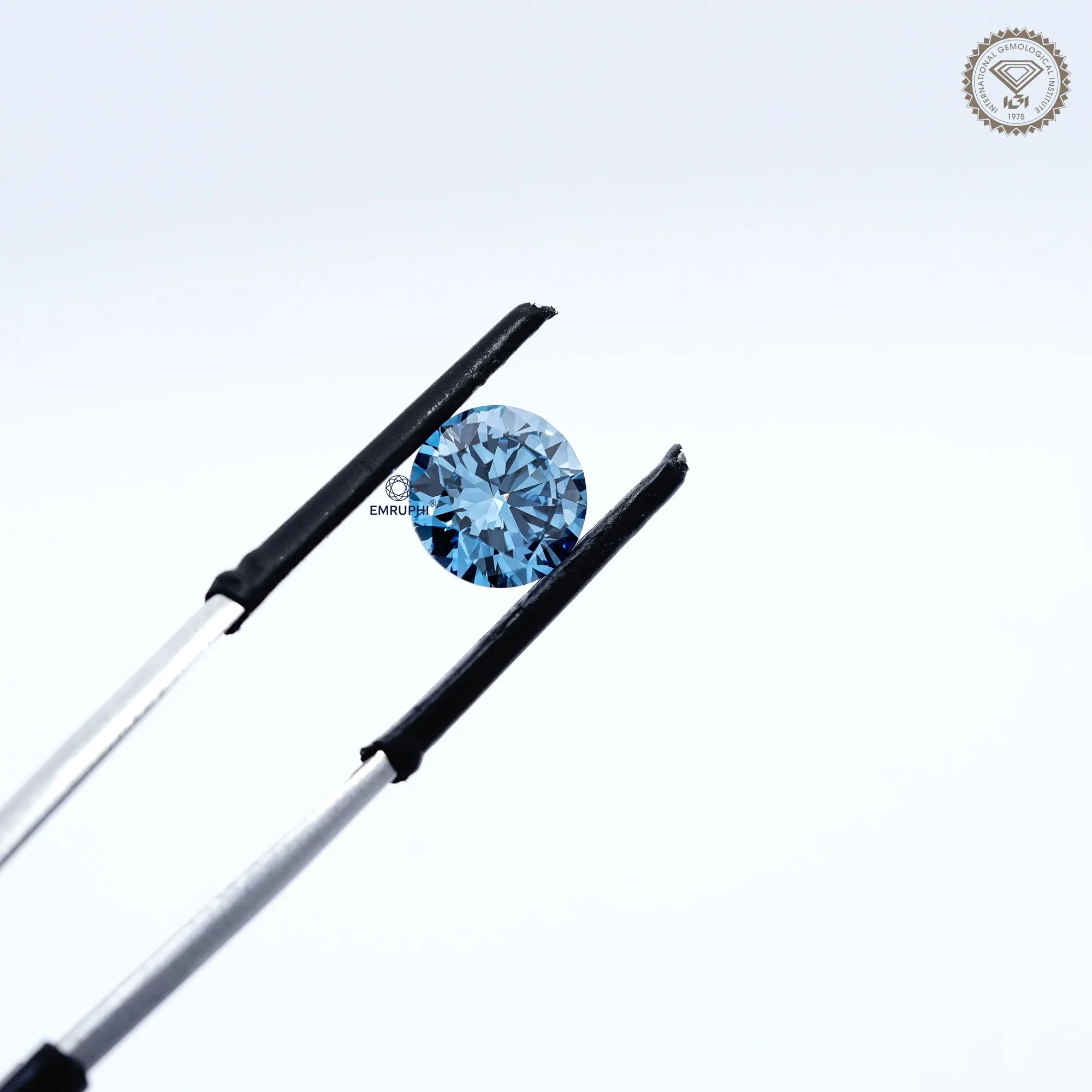 2 Carat Round Cut Lab Diamond, Vivid Blue Loose Diamond, IGI Certified — view 6