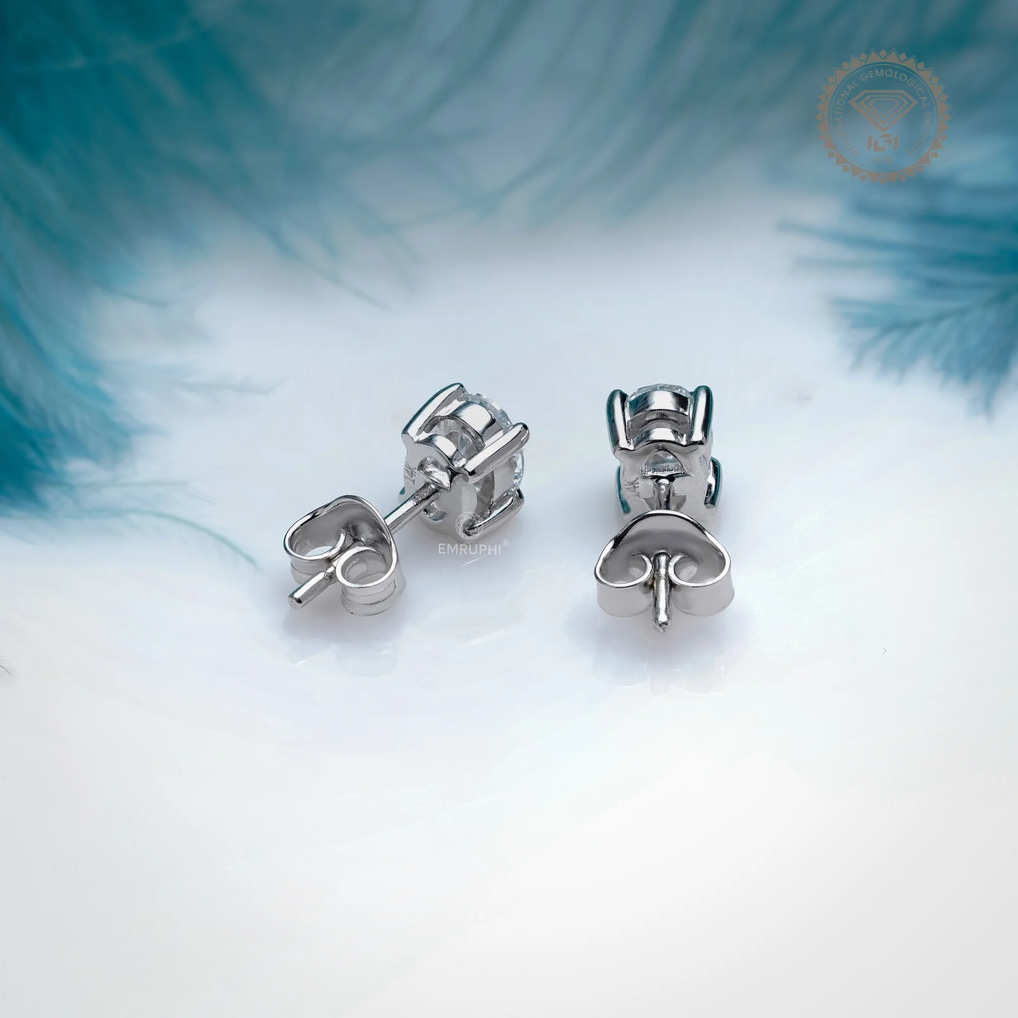 1 Carat Oval Lab Grown Diamond Stud Earrings: 14K Gold — view 4
