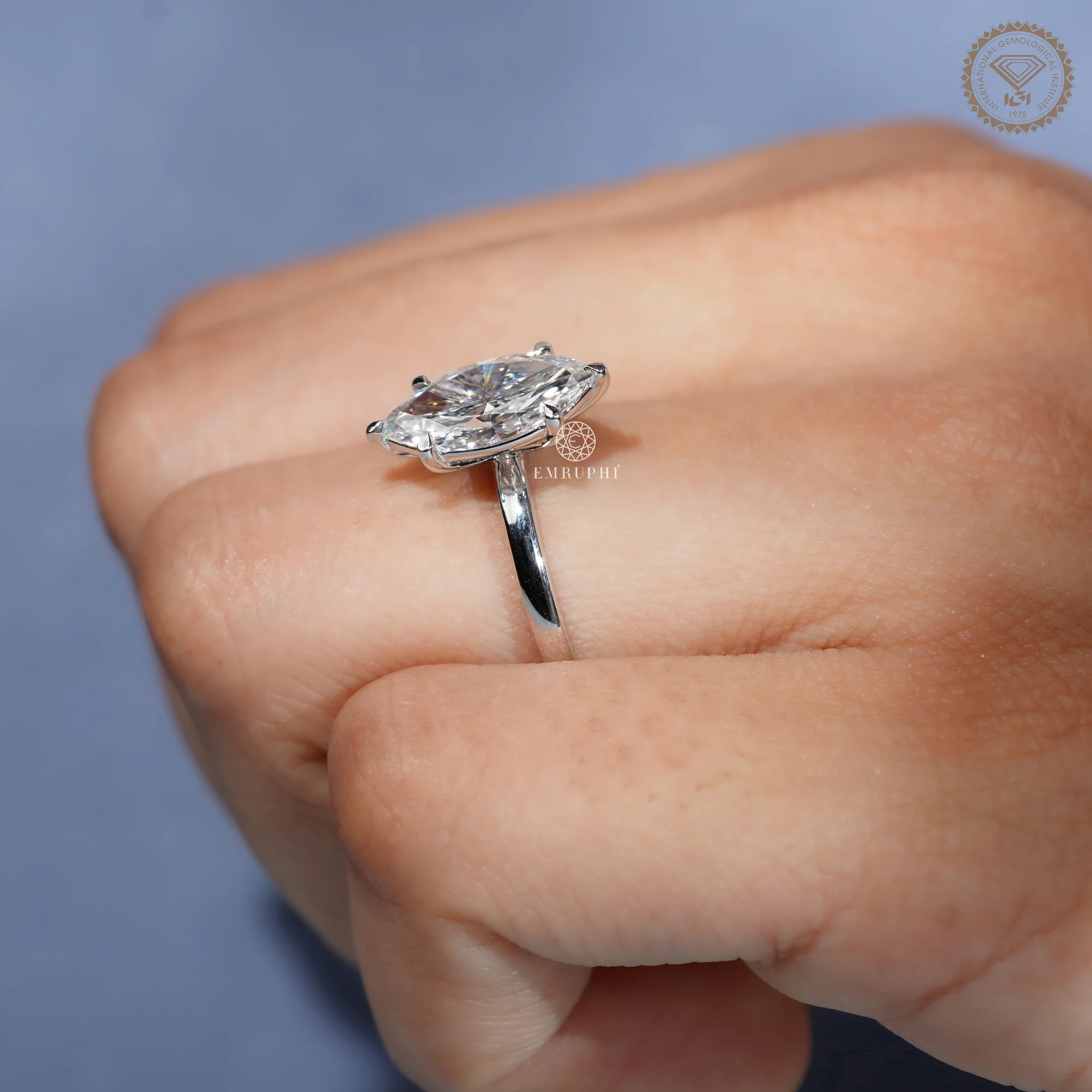 Marquise Lab Grown Diamond Engagement Ring 14K Gold, IGI Certified — view 8