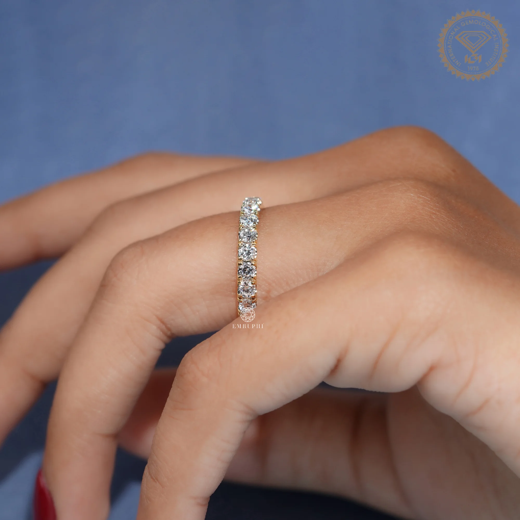 Round Lab Grown Diamond Eternity Band, Prong Wedding Ring, Anniversary Band — view 10