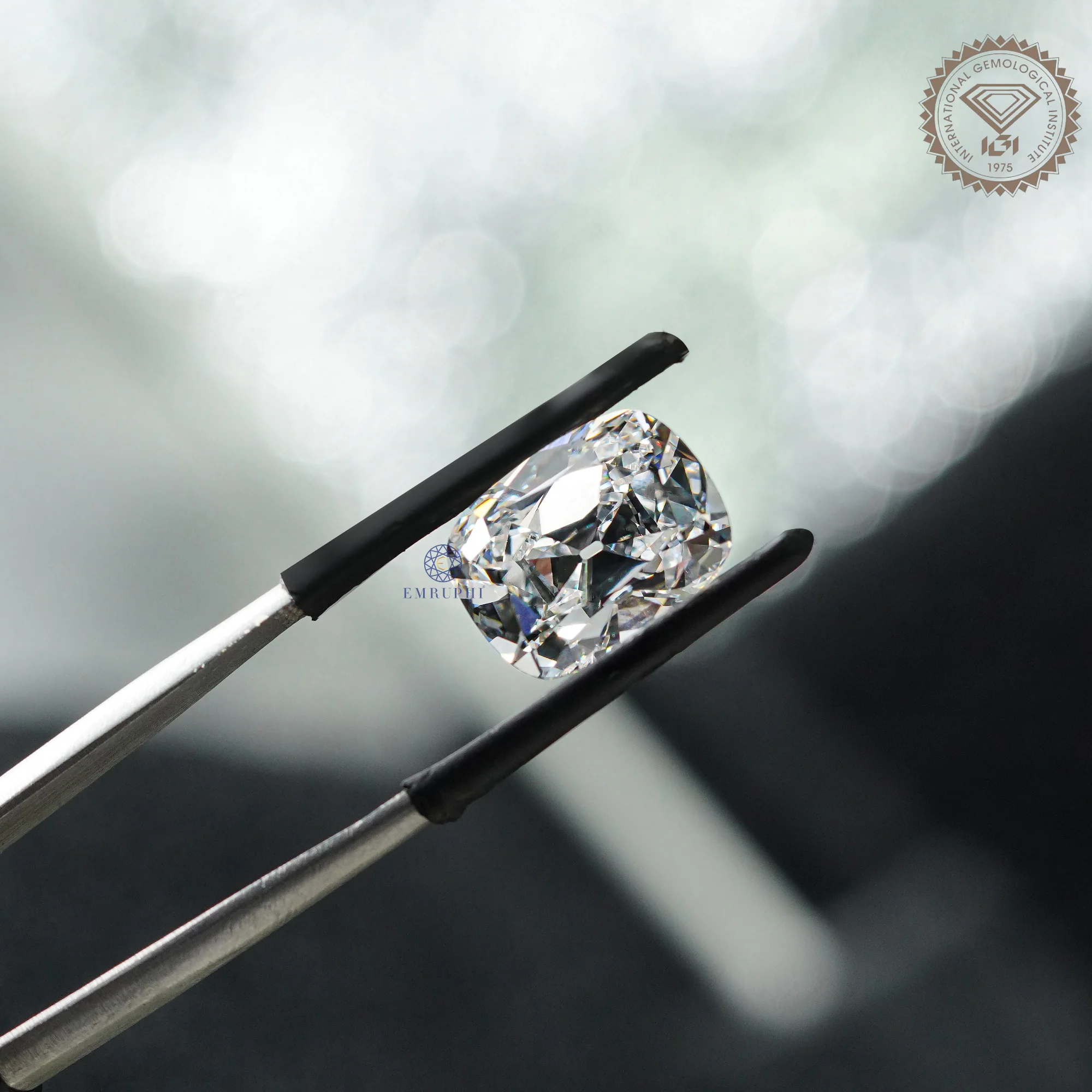 5 CT Cushion Old Mine Cur Lab Created Diamond, Certified Loose Diamond, Old Mine Loose Diamond