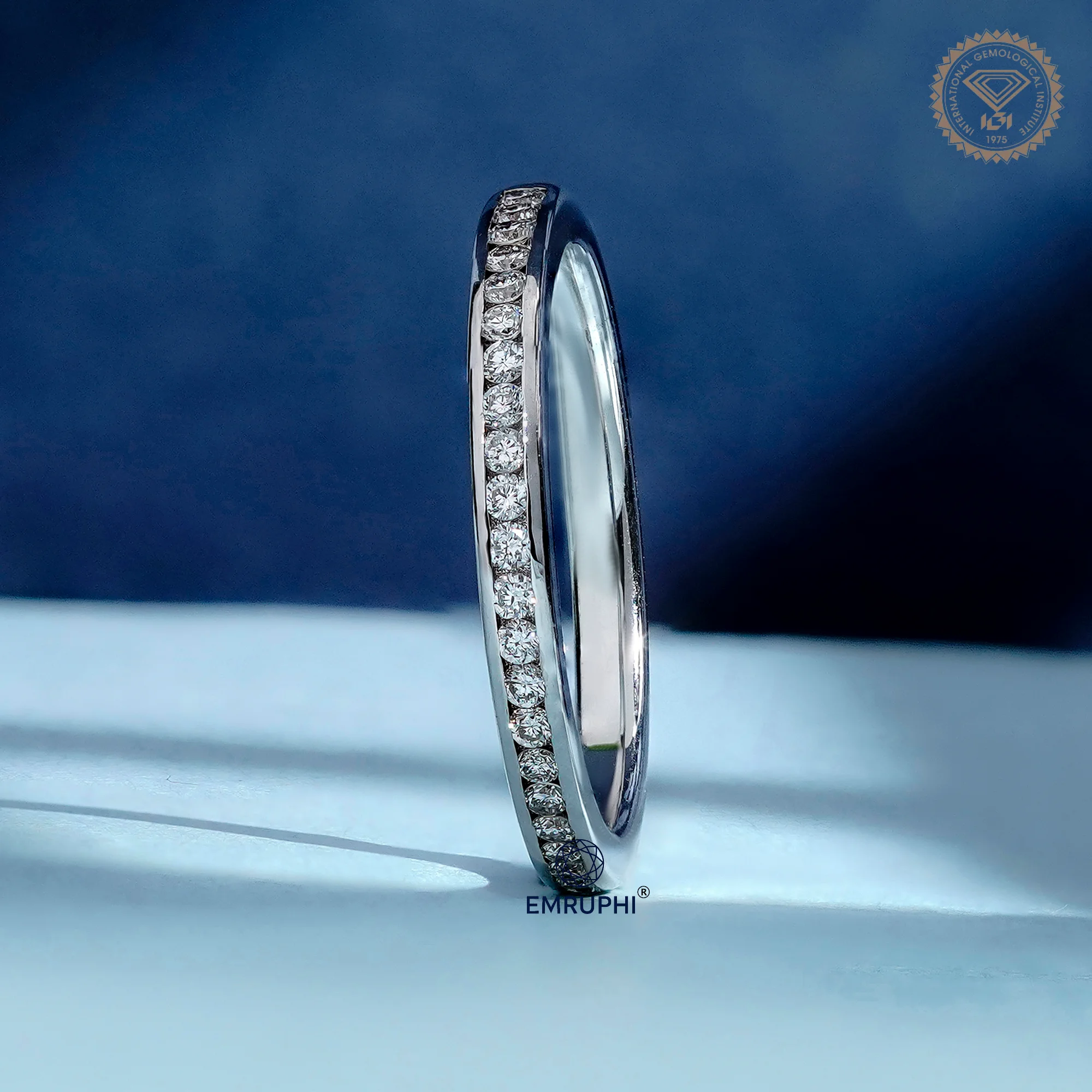 14K Round Cut Diamond Wedding Band For Women, Channel Set Eternity Ring — view 2