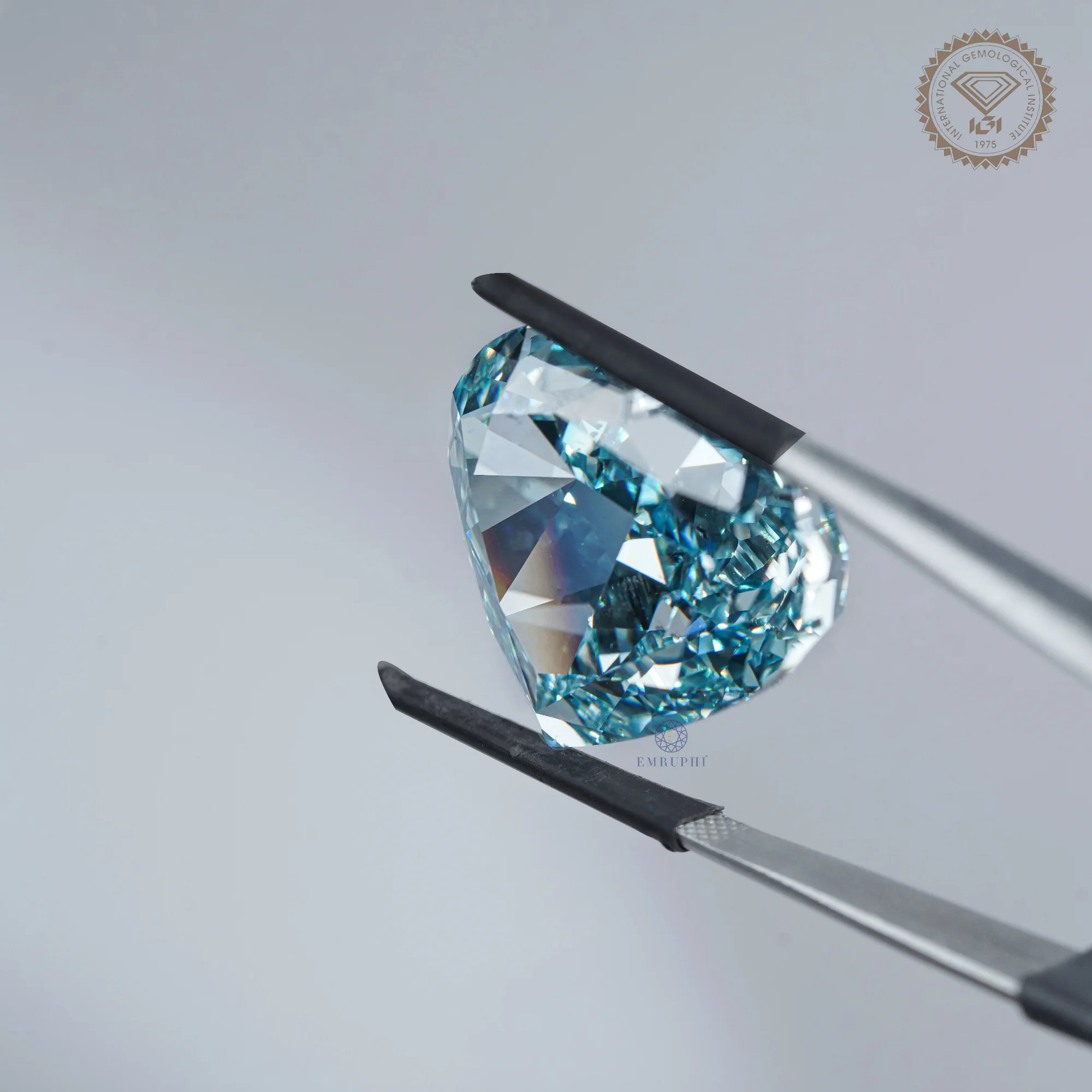 50.05 CT Vivid Blue Heart Cut Lab Grown Diamond, IGI Certified Loose Blue Diamond, — view 10