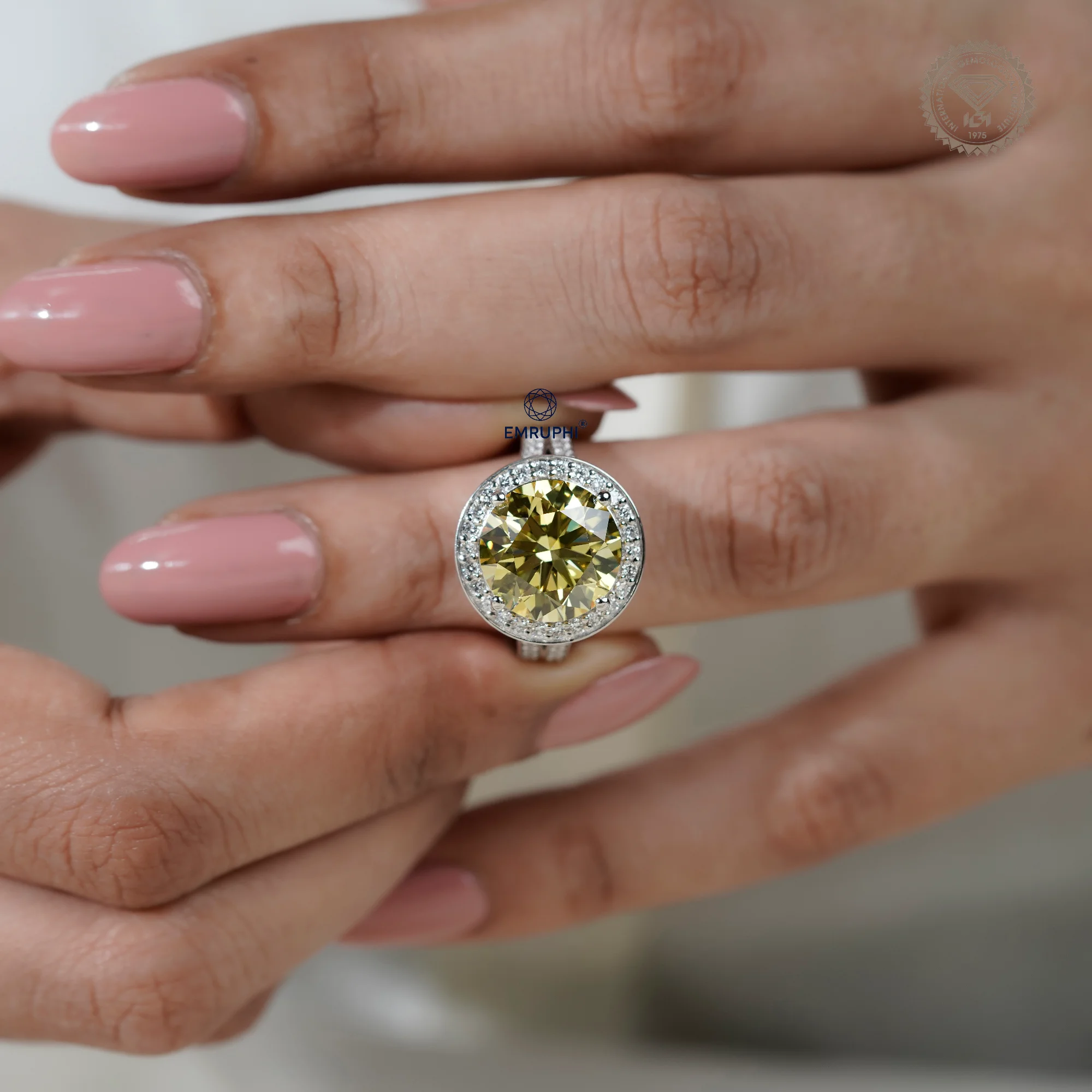 7.00 Carat Round Vivid Yellow Lab Grown Diamond Ring, Certified Rare Collector Stone — view 13