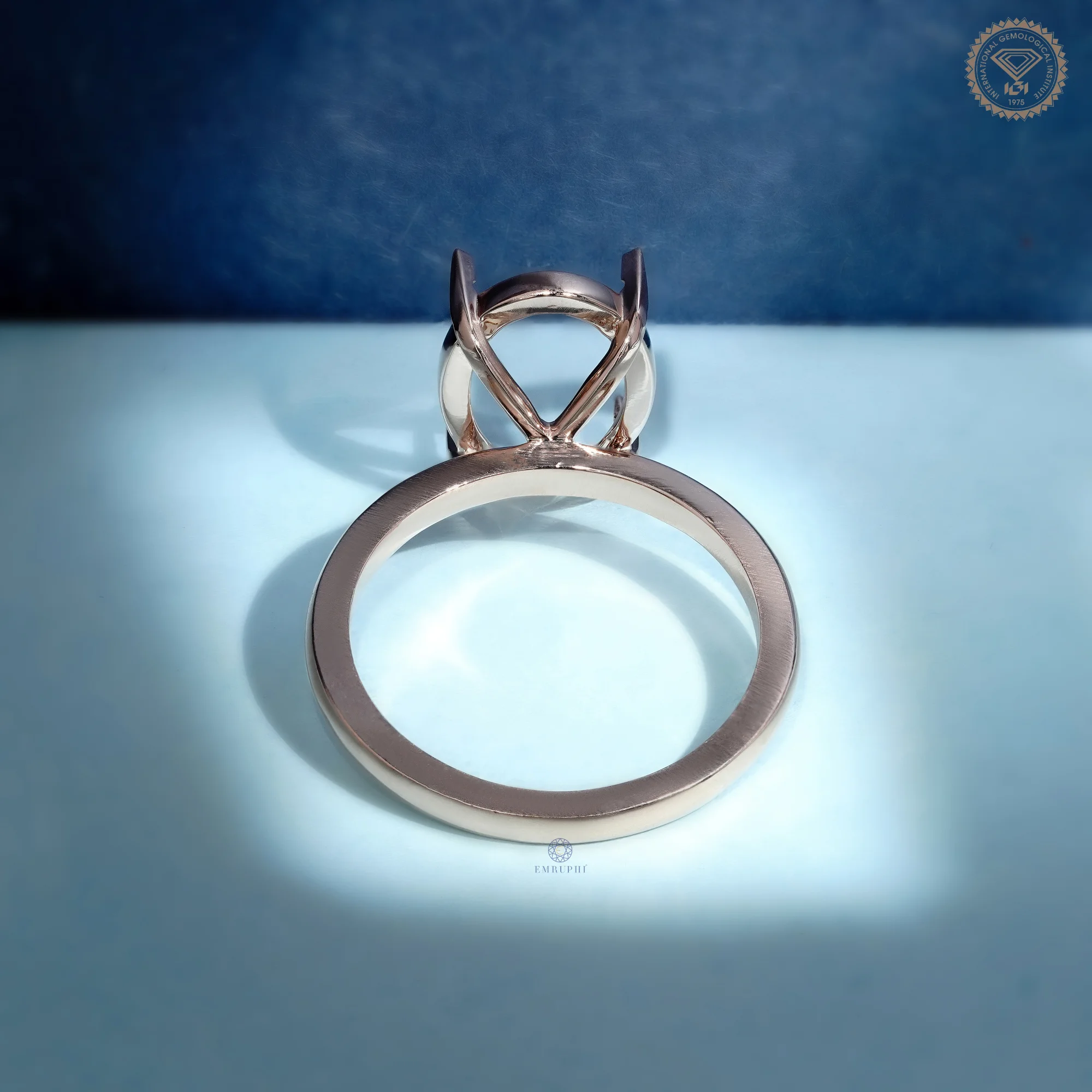 5 CT Oval Semi Mount Engagement Ring, Cathedral Solitaire Ring Setting — view 4