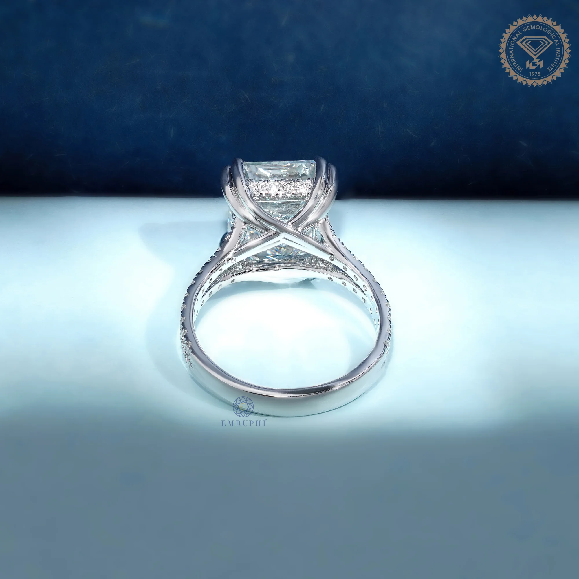 6 CT Emerald Lab Grown Diamond Ring, E-F-G Color, VVS2 Diamond, IGI Certified — view 4