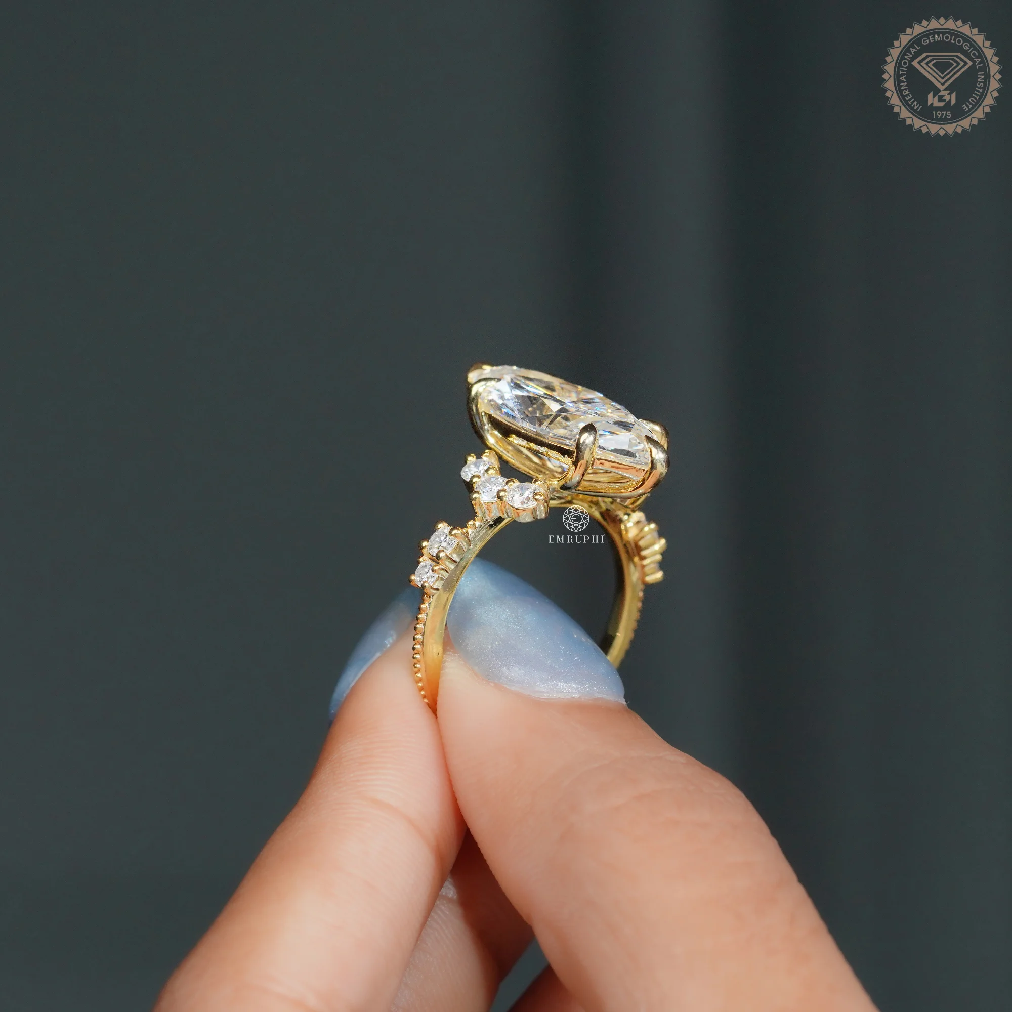 6 CT Marquise Lab Grown Vintage Engagement Ring, IGI Certified — view 12