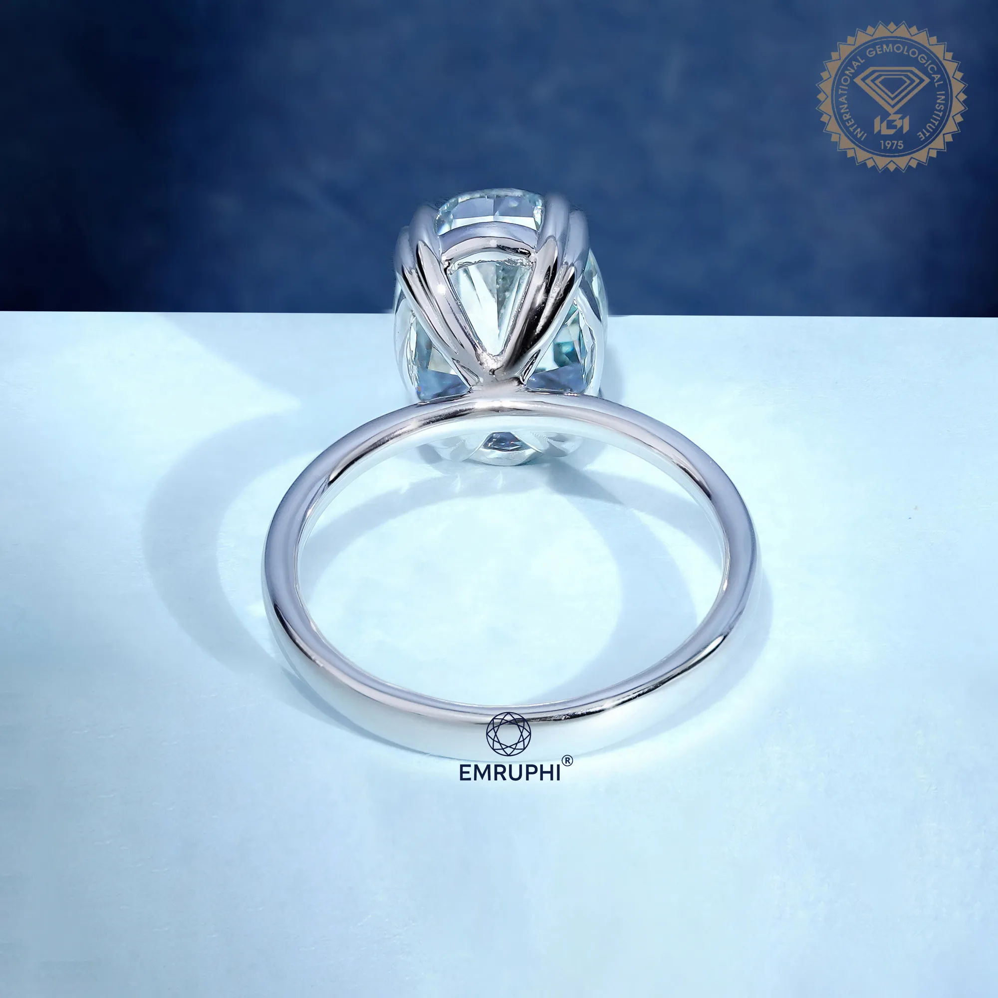 Oval Cut Lab Diamond Ring, Antique Color Diamond Ring, Four Claw Engagement Ring — view 4