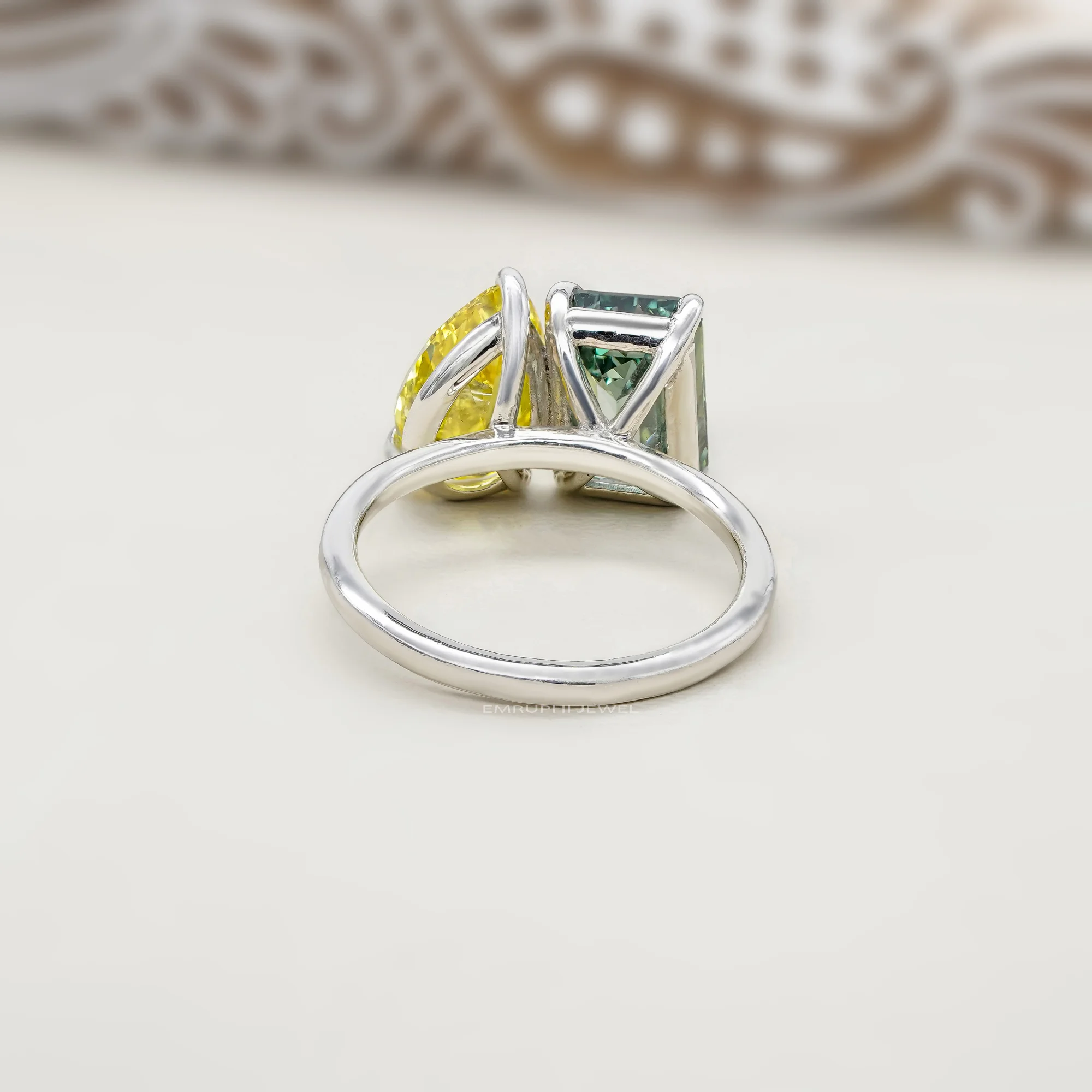 Pear & Emerald Lab Grown Diamond Toi et Moi Ring, Lab Grown Diamond Toi Et Moi Ring — view 4