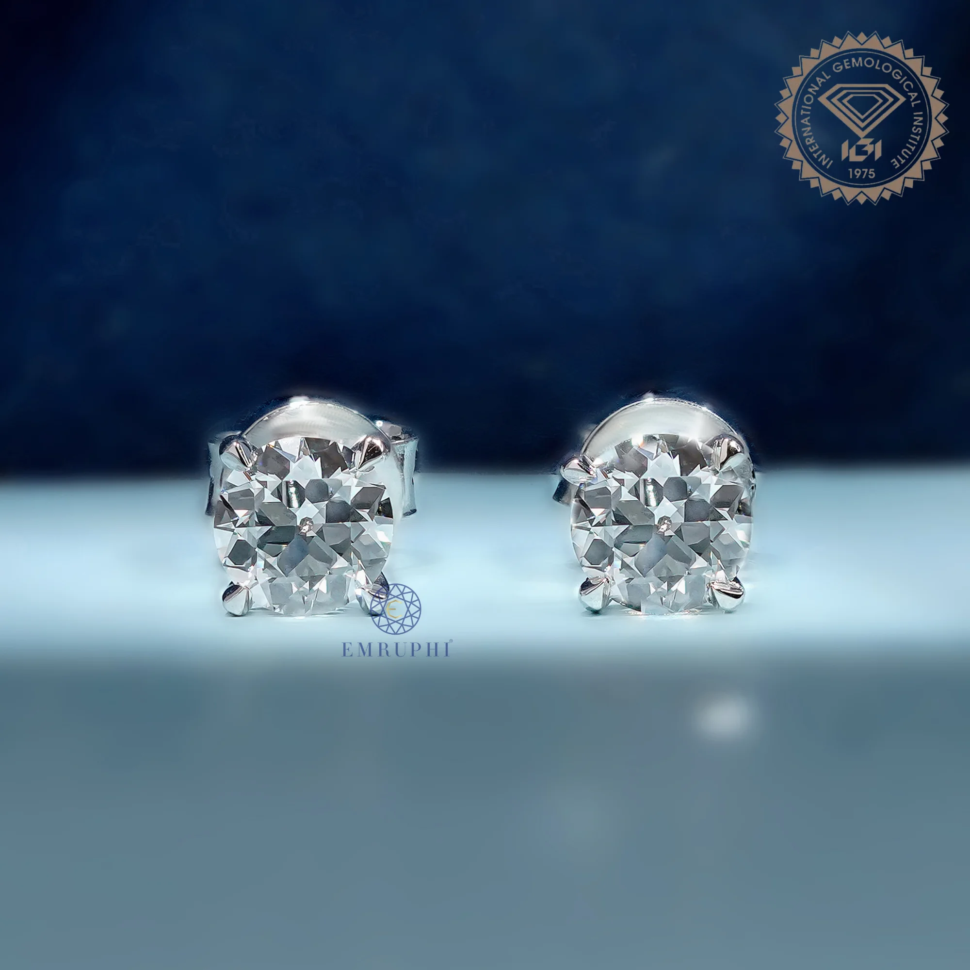 Round Old European Cut Studs Earrings, Solitaire Antique Earring Gift