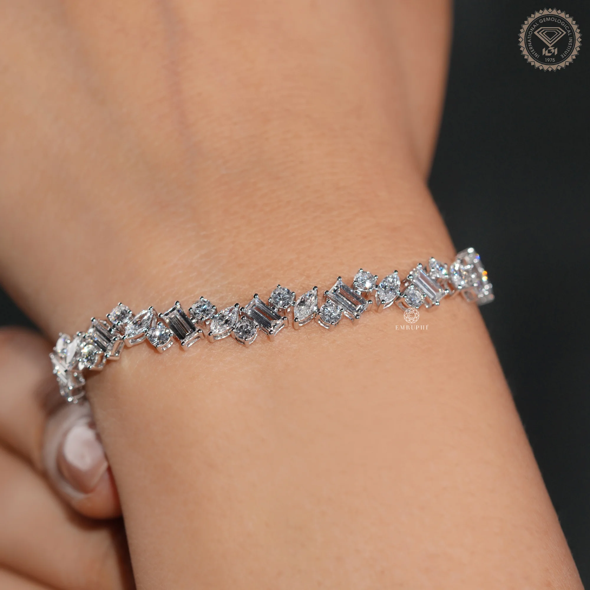 Multi Stone Tennis Bracelet For Women, Lab Diamond Bracelet in 14K Gold — view 12