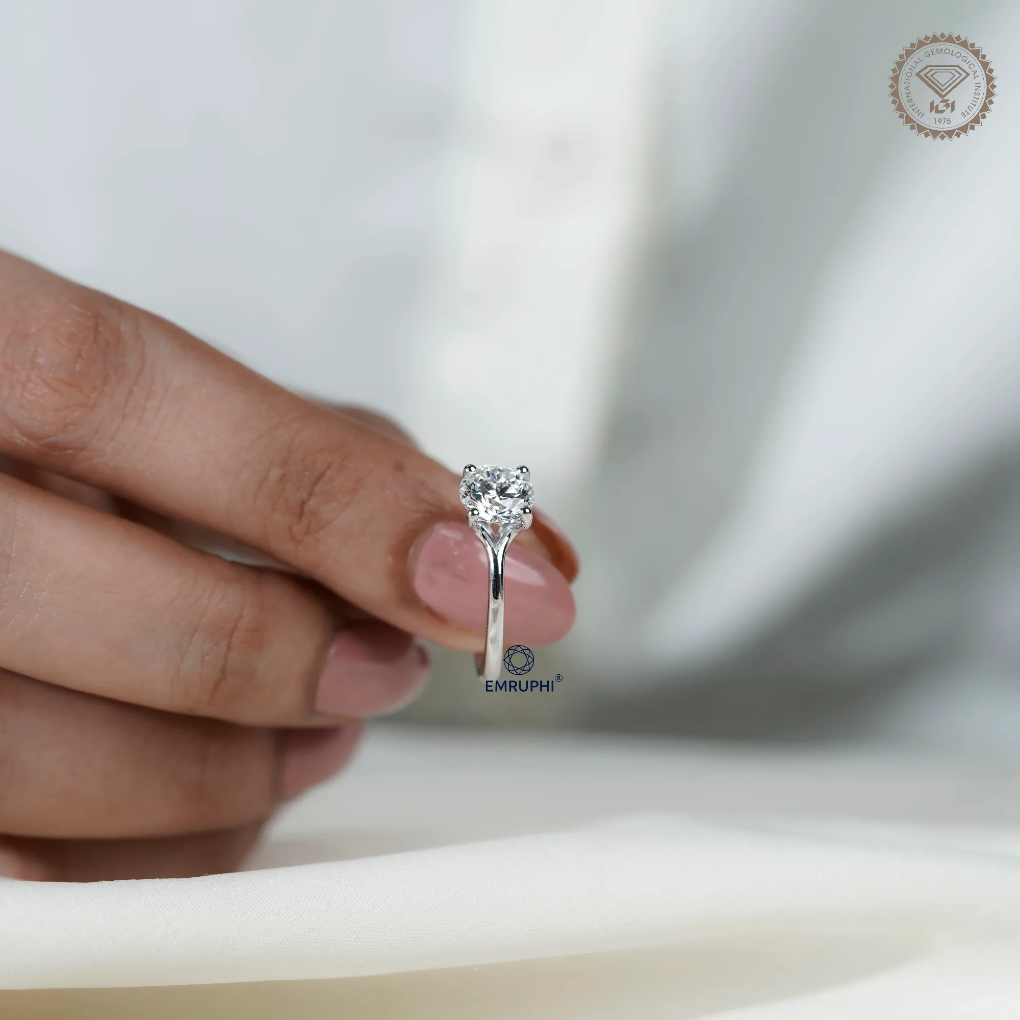 1.5 Carat Round Cut Solitaire Ring, 4 Prong Setting Lab Grown Diamond Engagement Ring in 14k Gold — view 6