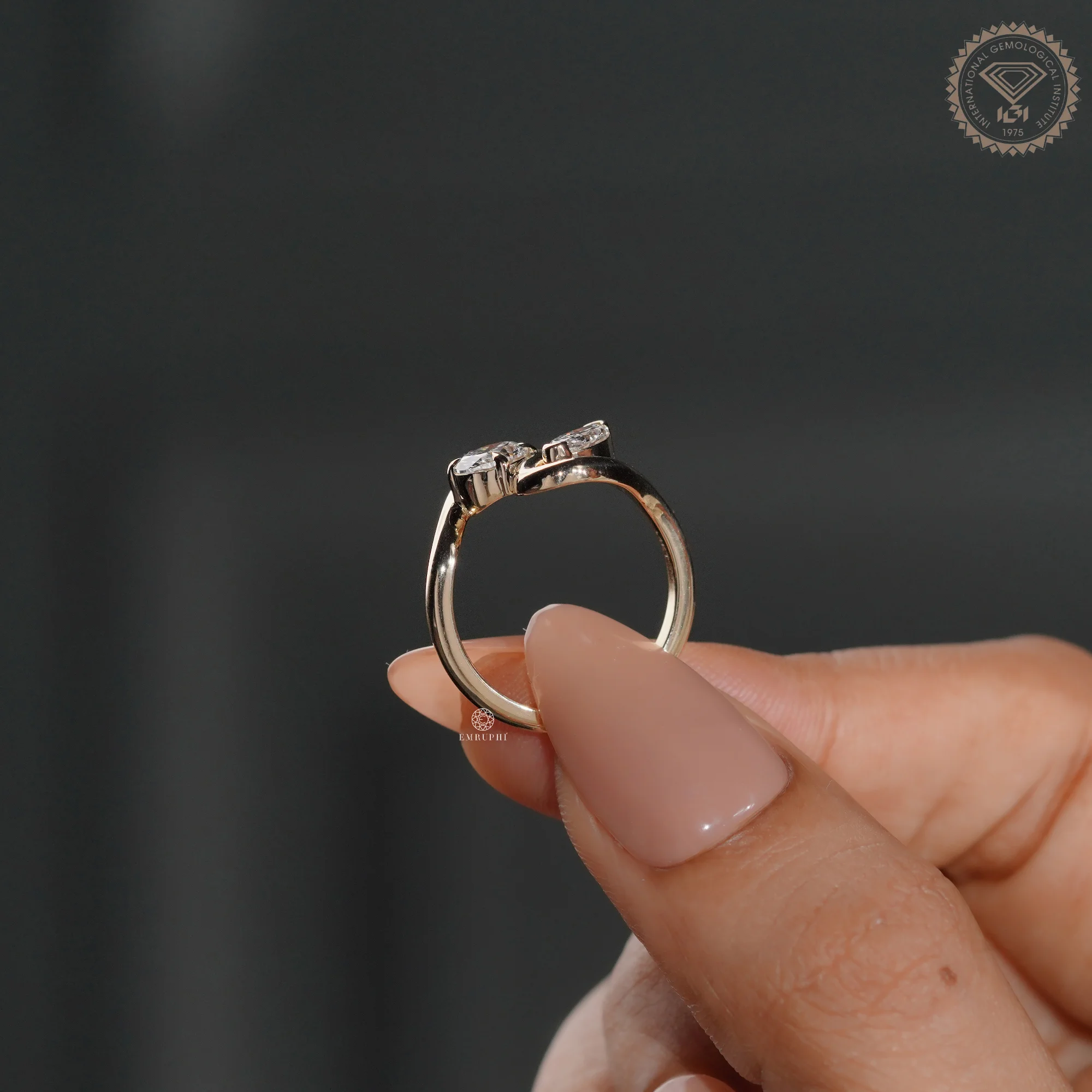 Toi et Moi Lab Grown Diamond Ring, Oval and Marquise Two Stone Engagement Ring — view 5