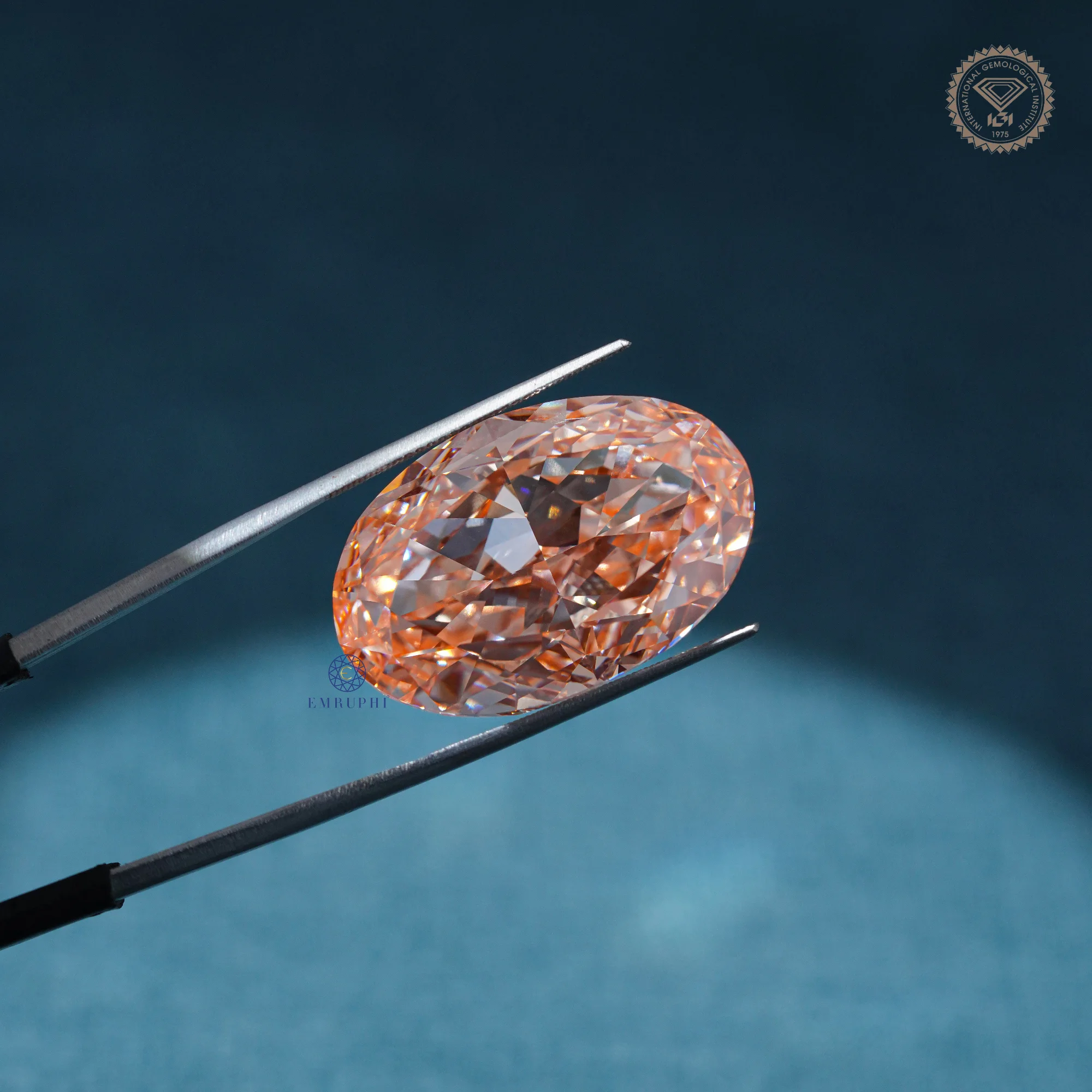 50 CT Vivid Pink Oval Cut Lab Grown Diamond, Fancy Color Loose Diamond — view 2