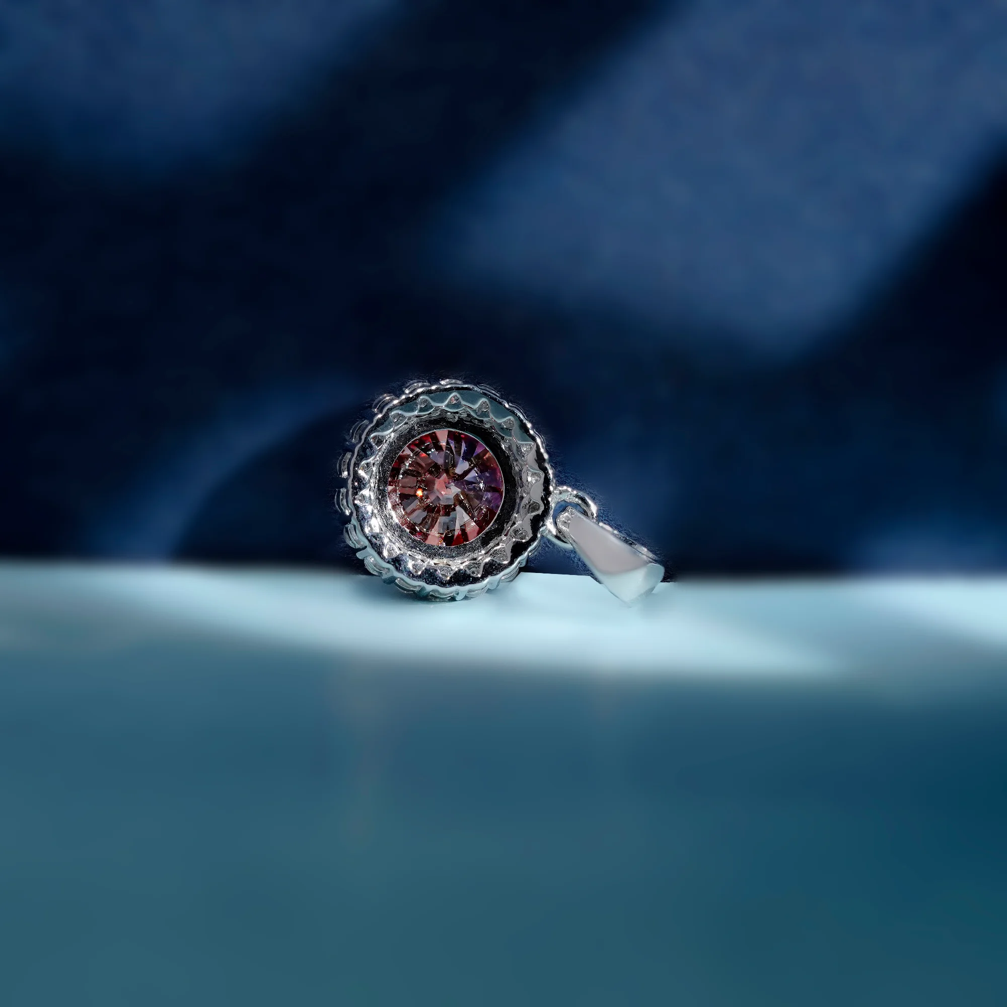 Vivid Pink Round Halo Pendant, Certified Lab Grown Diamond — view 3