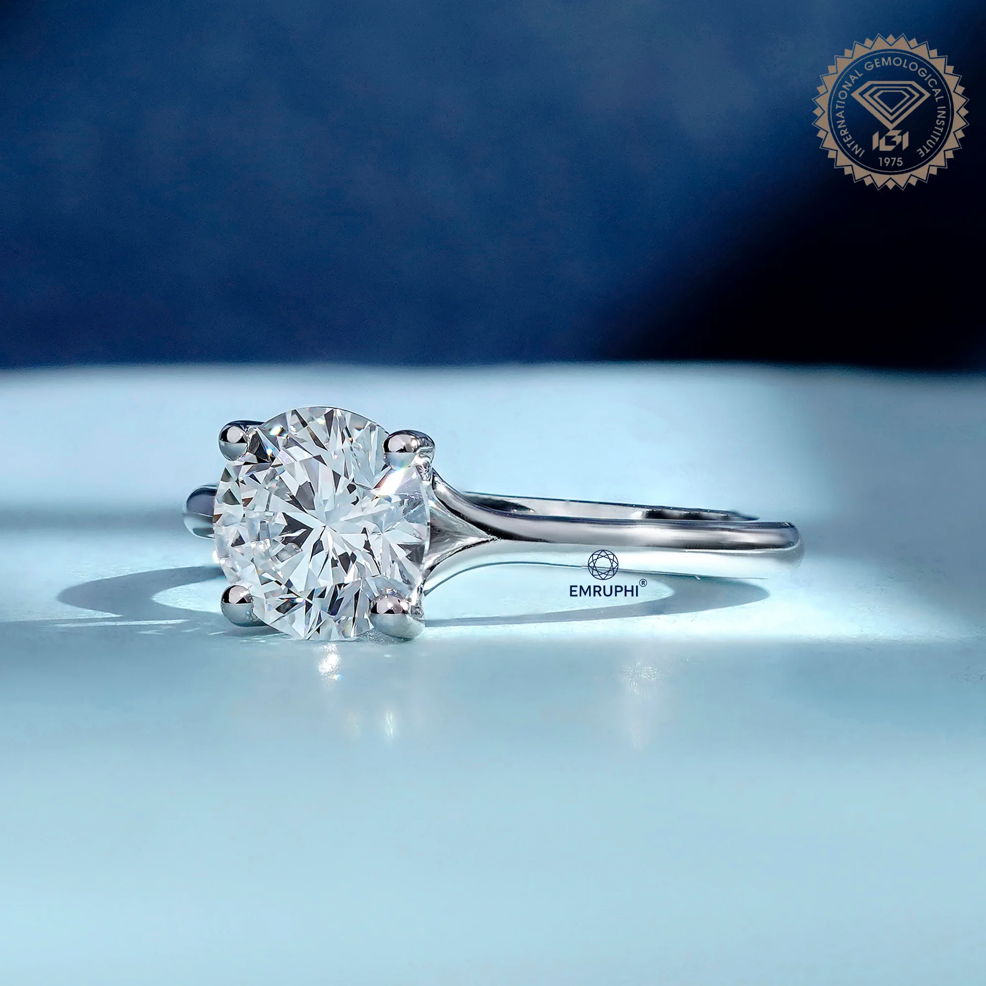 1.5 Carat Round Cut Solitaire Ring, 4 Prong Setting Lab Grown Diamond Engagement Ring in 14k Gold — view 2