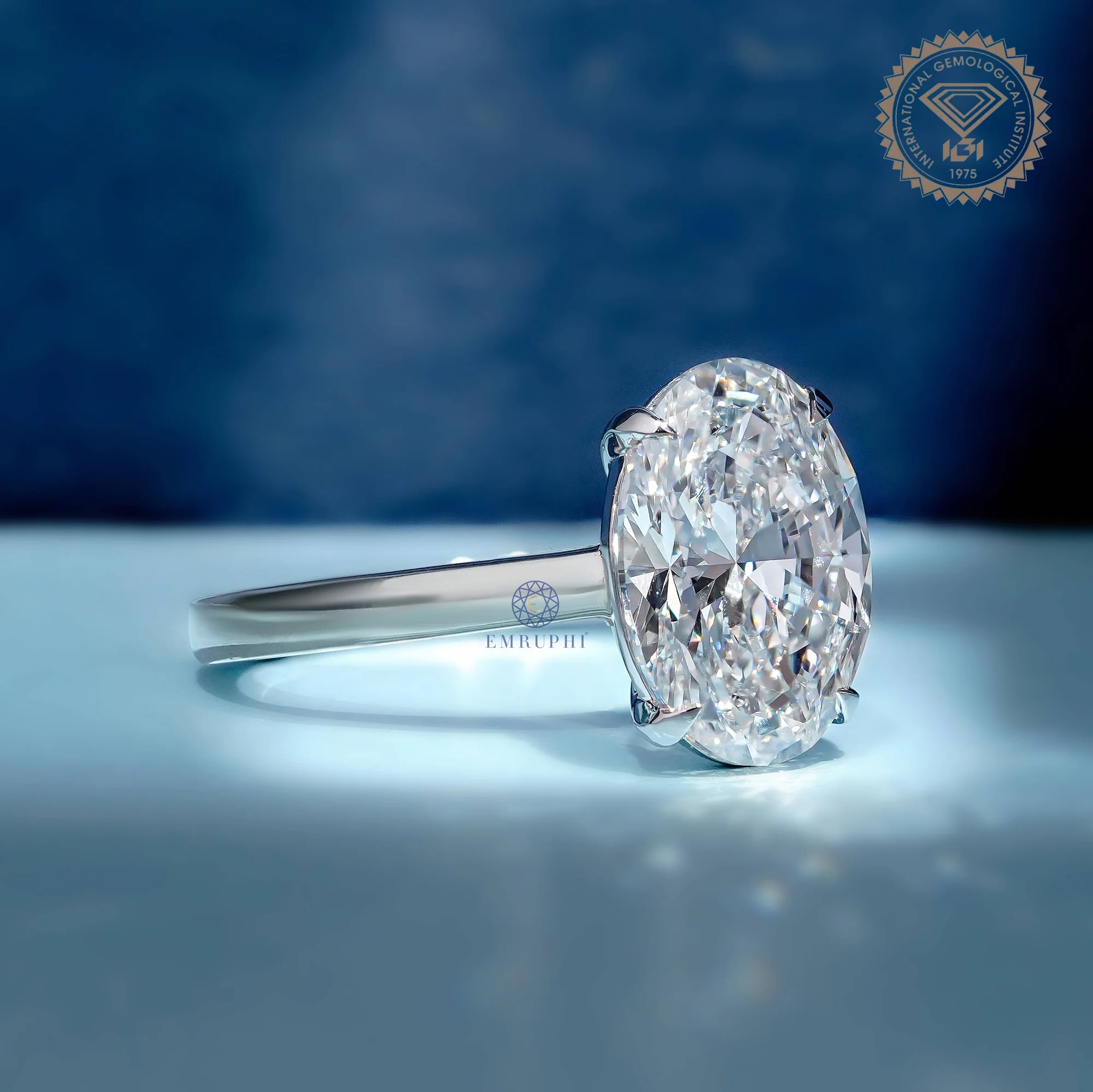 3 CT Oval Cut Solitaire Engagement Ring, 14k Yellow Gold, IGI Certified — view 4