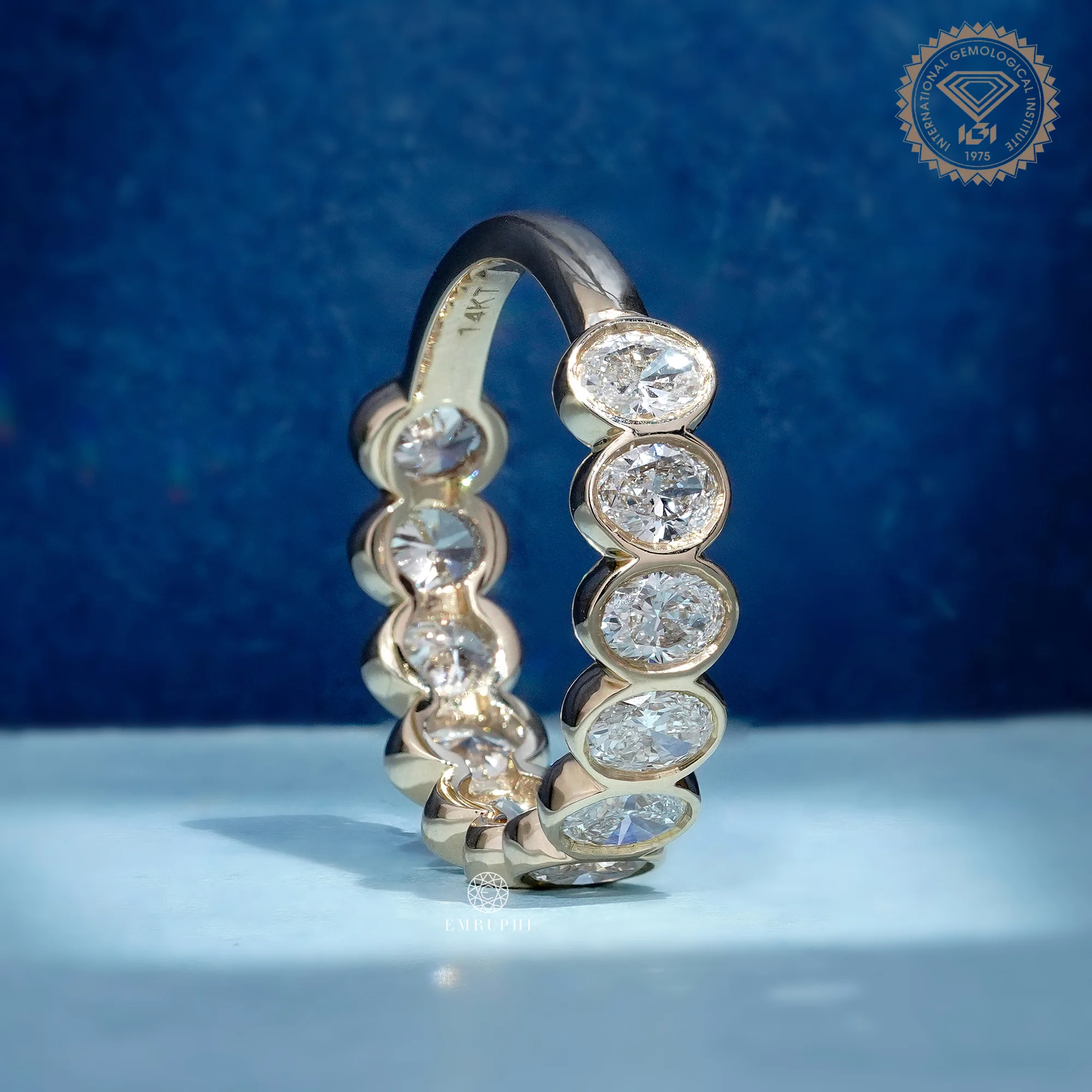 Oval Cut Lab Grown Diamond Bezel Eternity Band, Full Eternity Wedding Ring — view 4