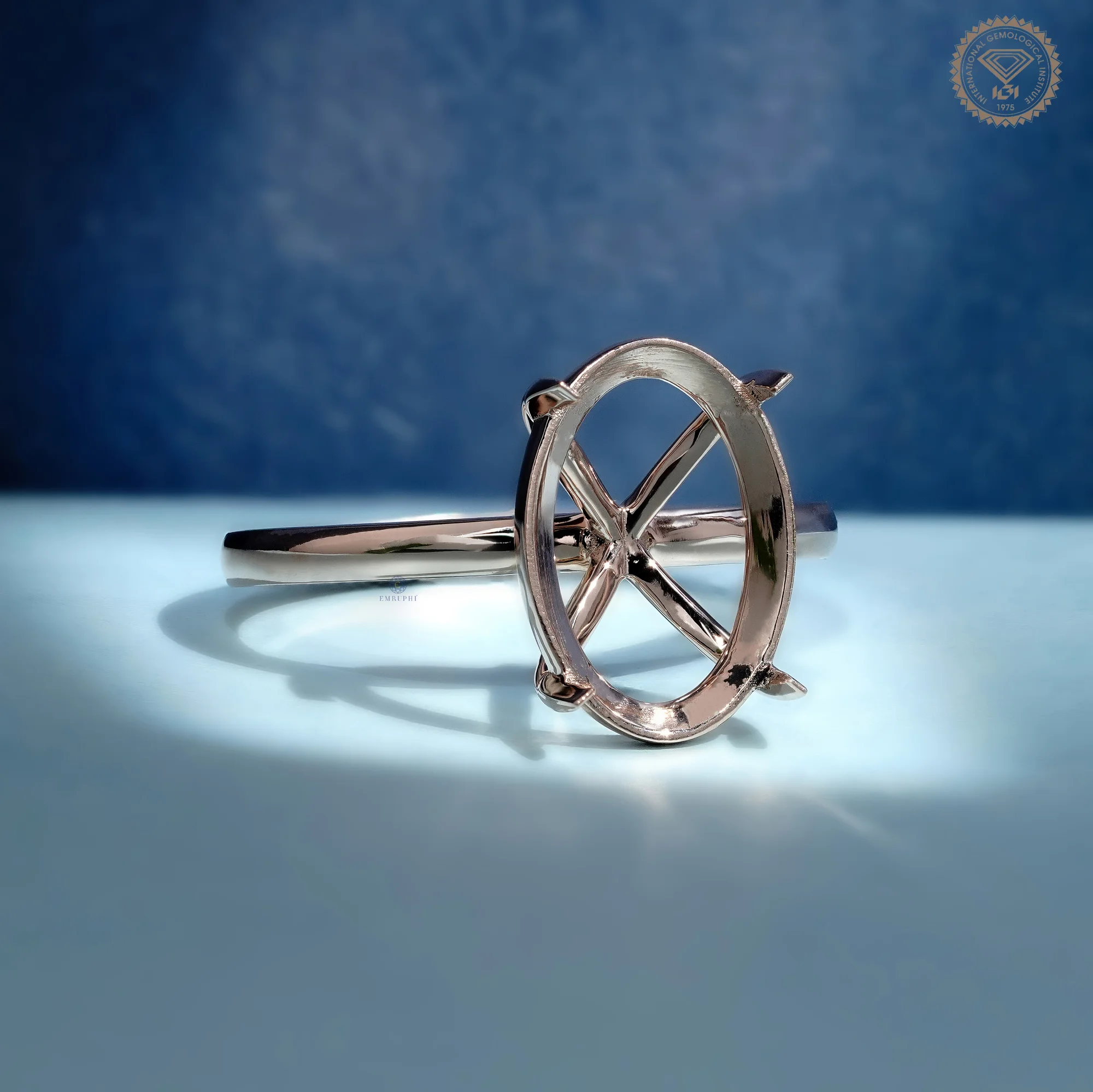 5 CT Oval Semi Mount Engagement Ring, Cathedral Solitaire Ring Setting — view 3
