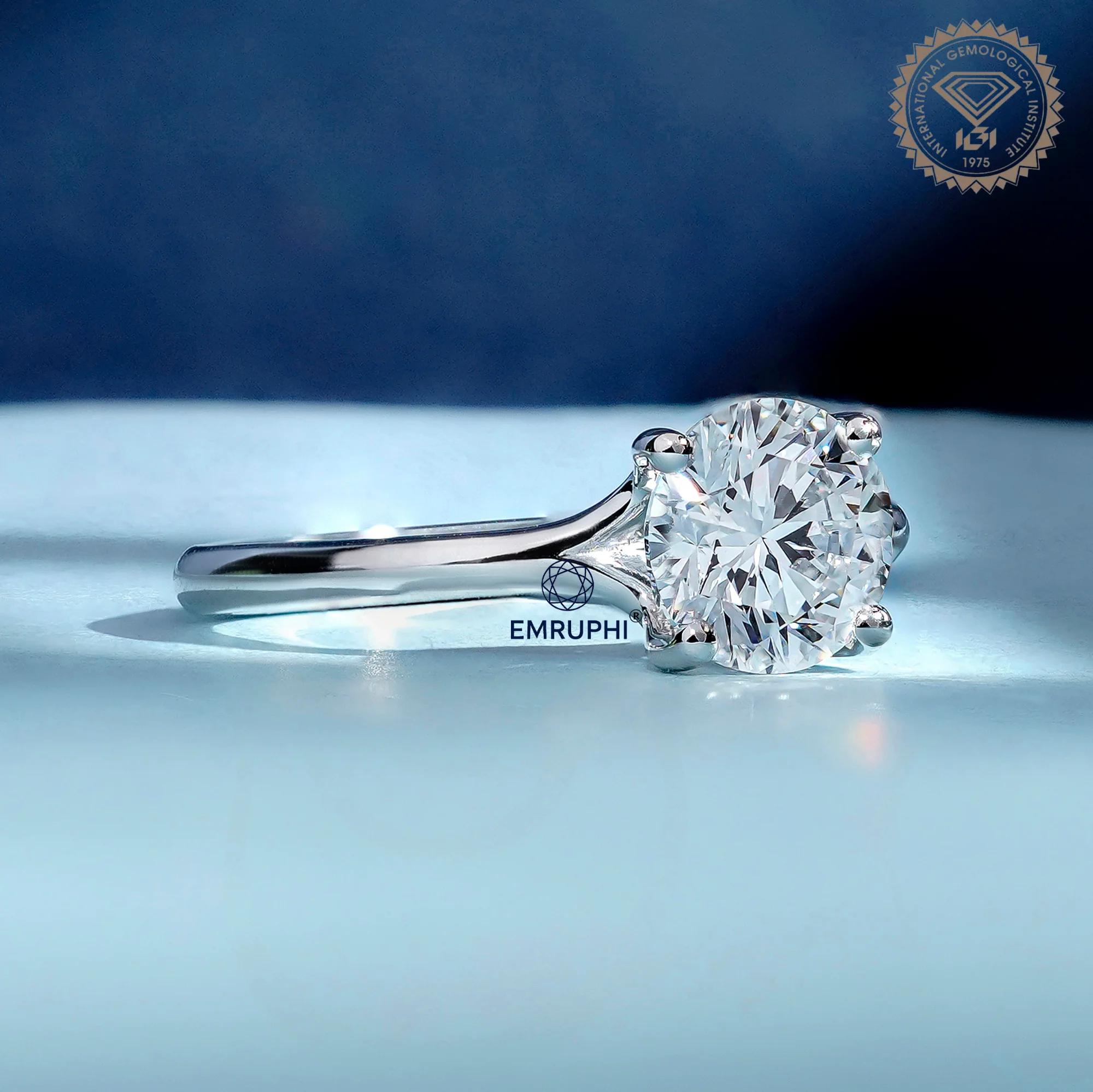 1.5 Carat Round Cut Solitaire Ring, 4 Prong Setting Lab Grown Diamond Engagement Ring in 14k Gold — view 3
