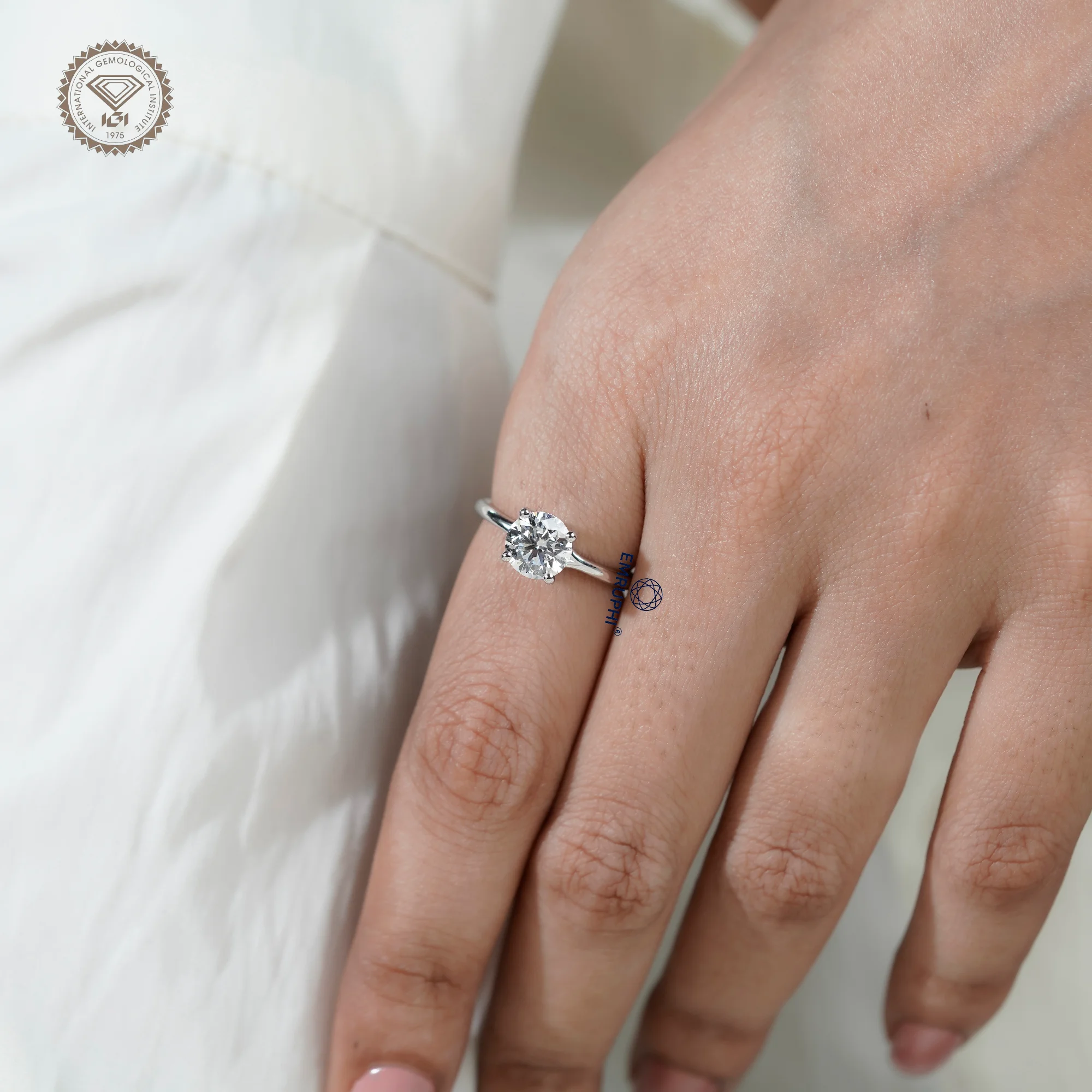 1.5 Carat Round Cut Solitaire Ring, 4 Prong Setting Lab Grown Diamond Engagement Ring in 14k Gold — view 10