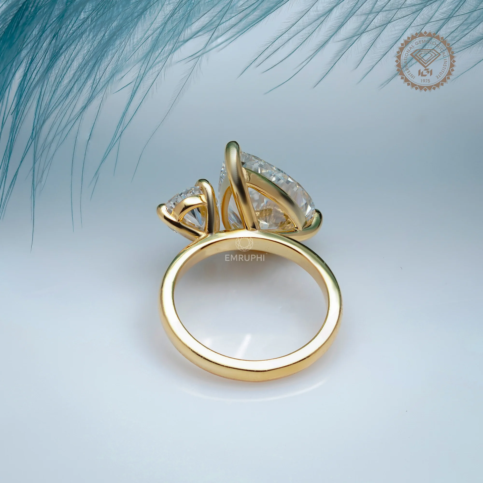 Pear Toi et Moi Lab Grown Engagement Ring, Two Stone Wedding Ring — view 4