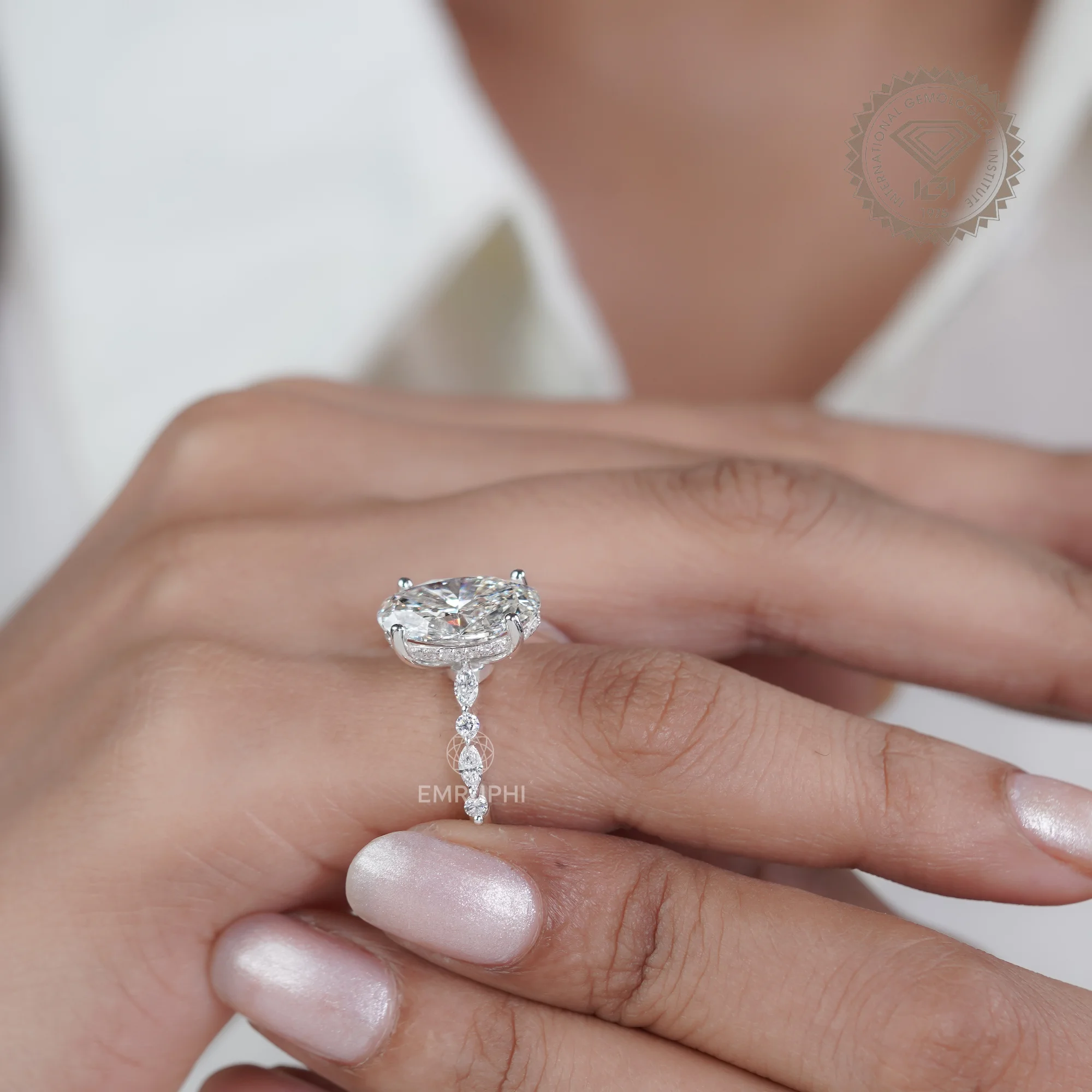 Brilliant Oval Cut Solitaire Engagement Ring, Oval Lab Diamond Anniversary Ring, Oval Proposal Ring for Her — view 12