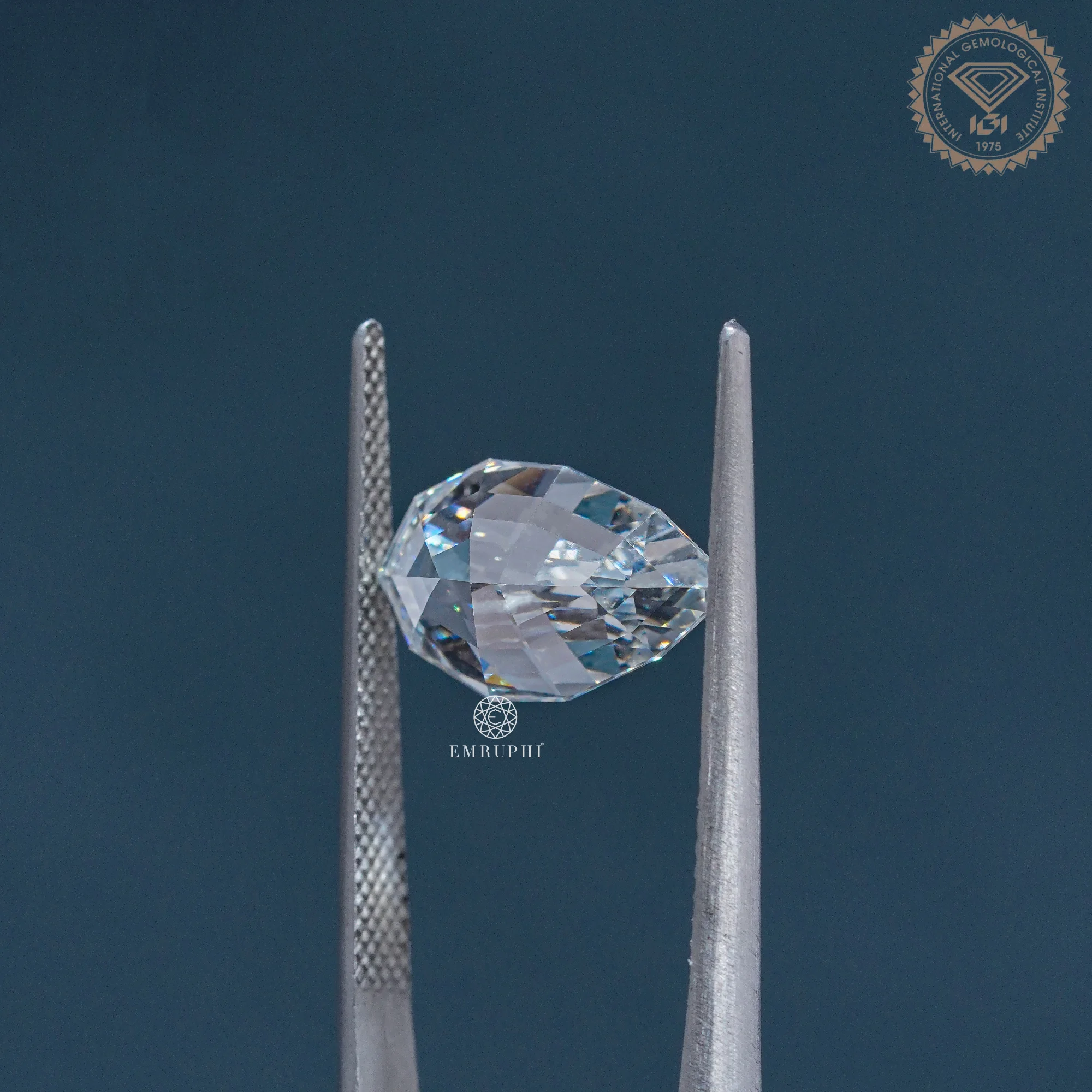 3.28 CT Pear Step Cut Lab Grown Diamond, Pear Shape Loose Diamond, Step Cut Lab Diamond — view 7