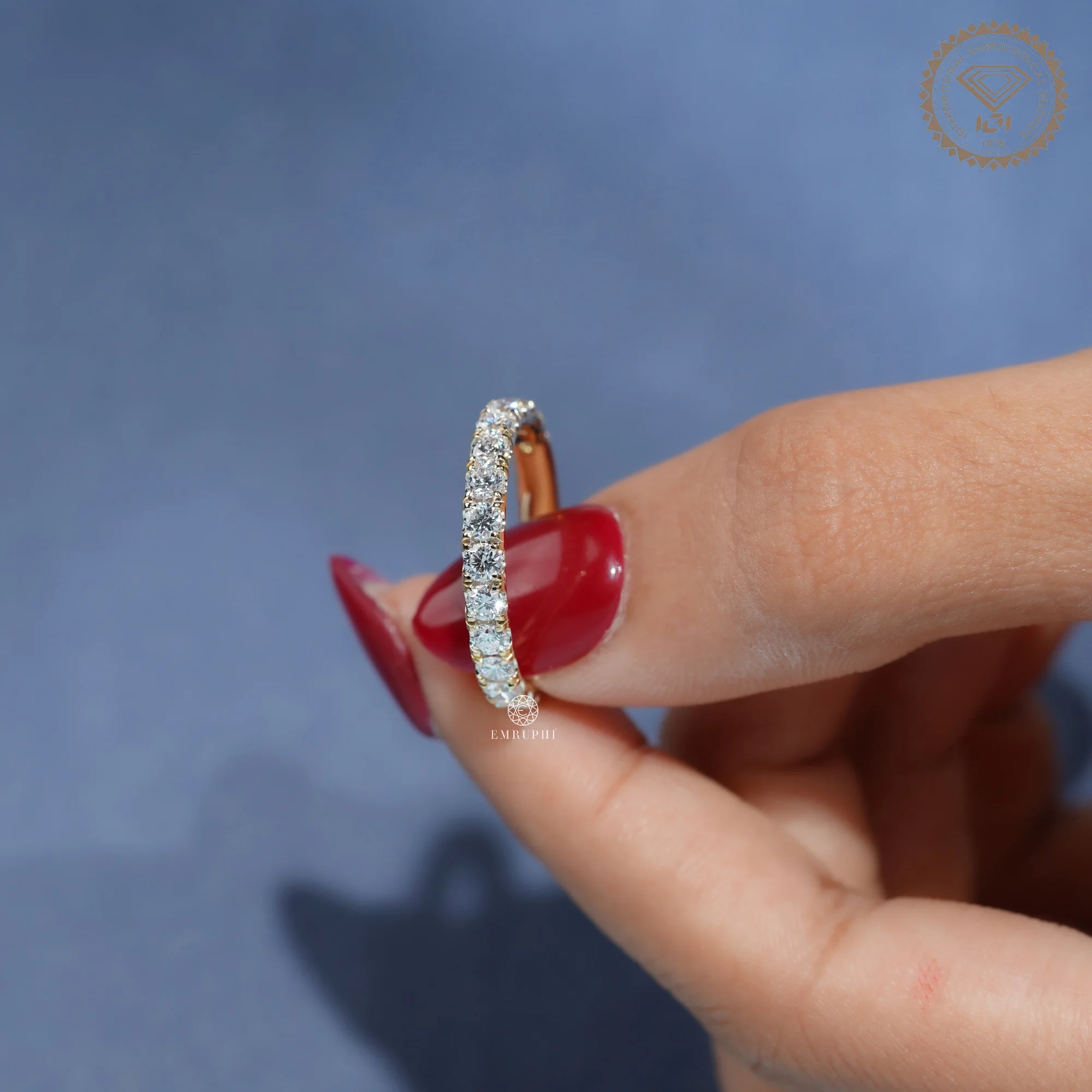 Round Lab Grown Diamond Eternity Band, Prong Wedding Ring, Anniversary Band — view 5