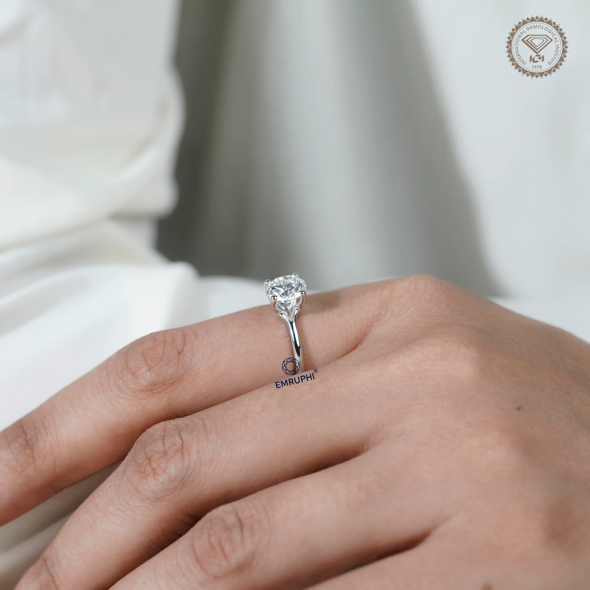 1.5 Carat Round Cut Solitaire Ring, 4 Prong Setting Lab Grown Diamond Engagement Ring in 14k Gold — view 9