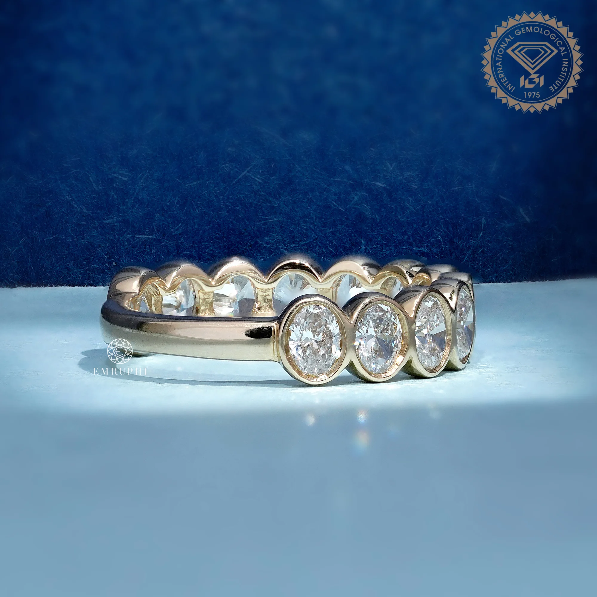 Oval Cut Lab Grown Diamond Bezel Eternity Band, Full Eternity Wedding Ring — view 3