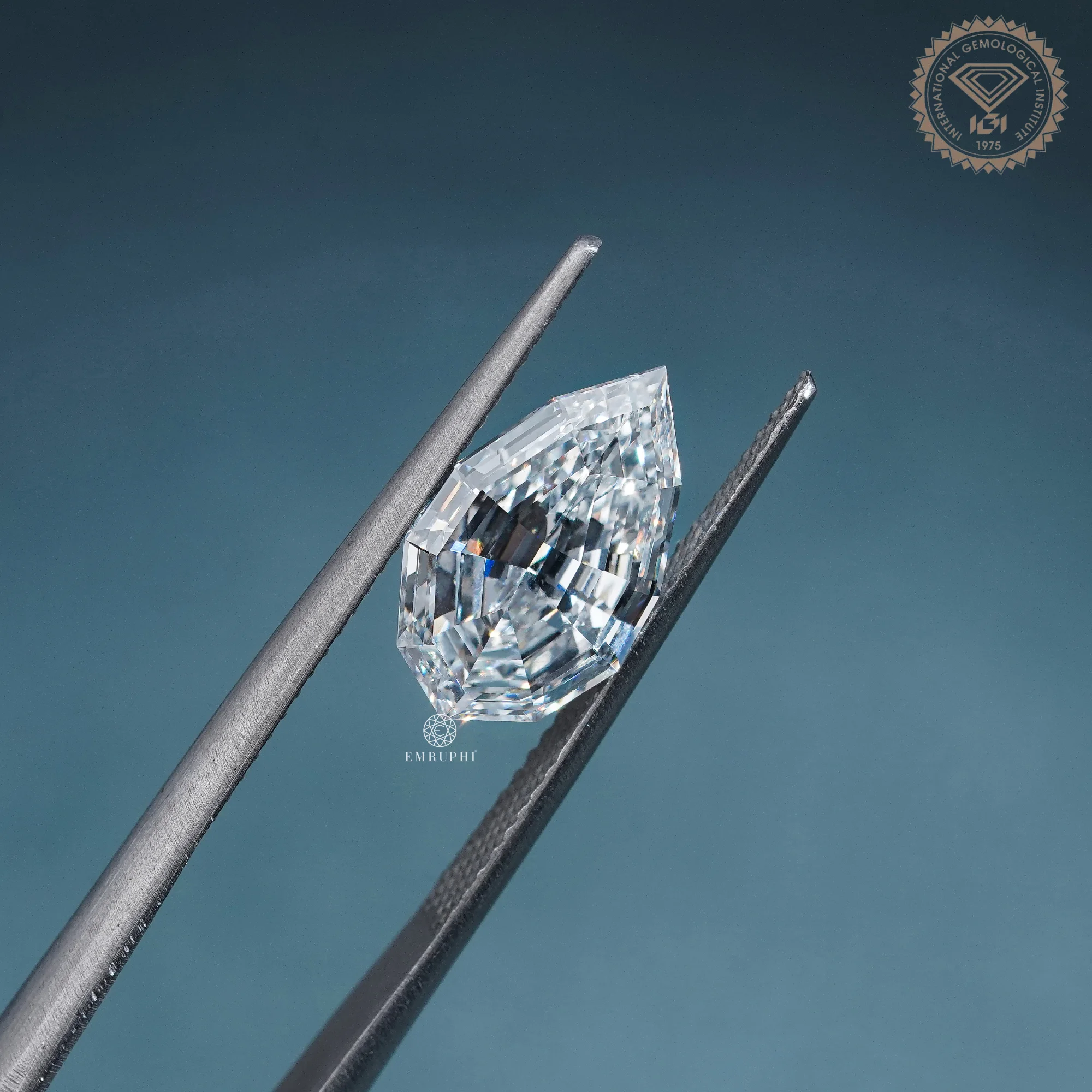 3.28 CT Pear Step Cut Lab Grown Diamond, Pear Shape Loose Diamond, Step Cut Lab Diamond — view 3
