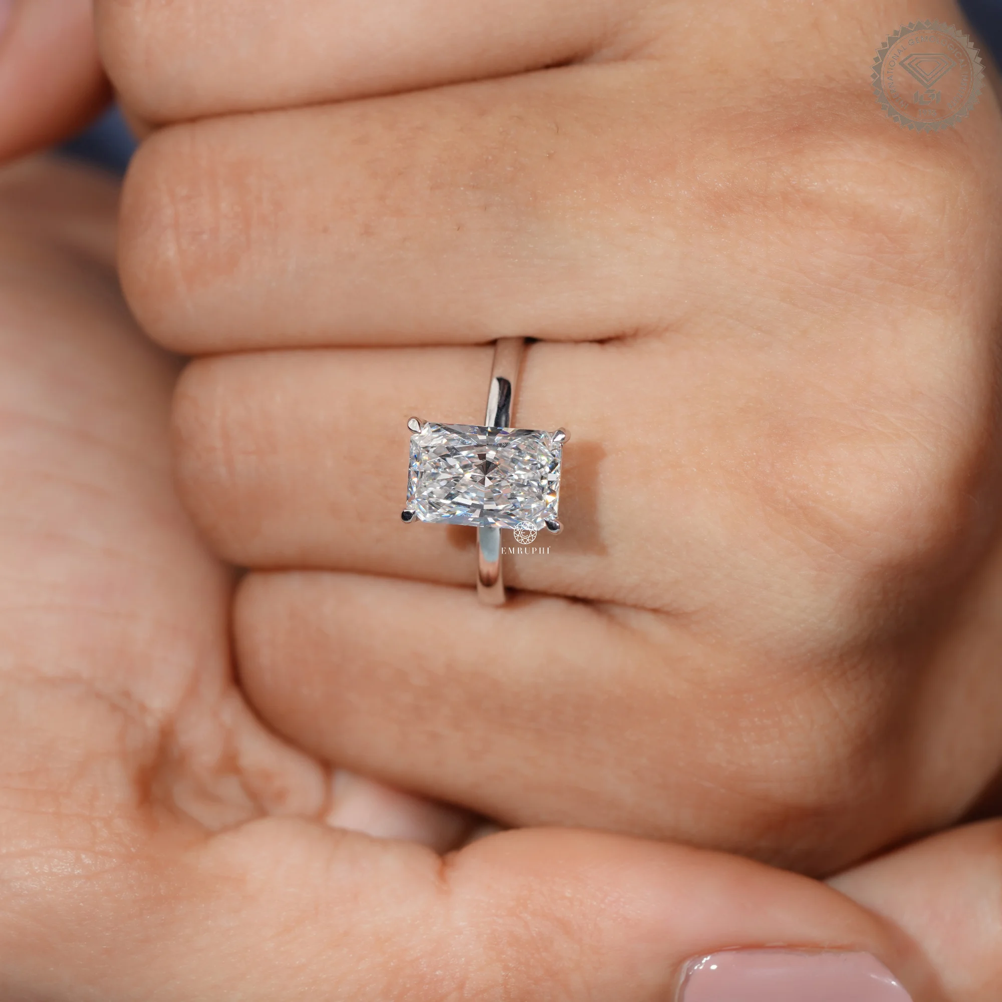 2.5 CT Radiant Solitaire Lab Diamond Ring, IGI Certified Diamond Engagement Ring — view 8