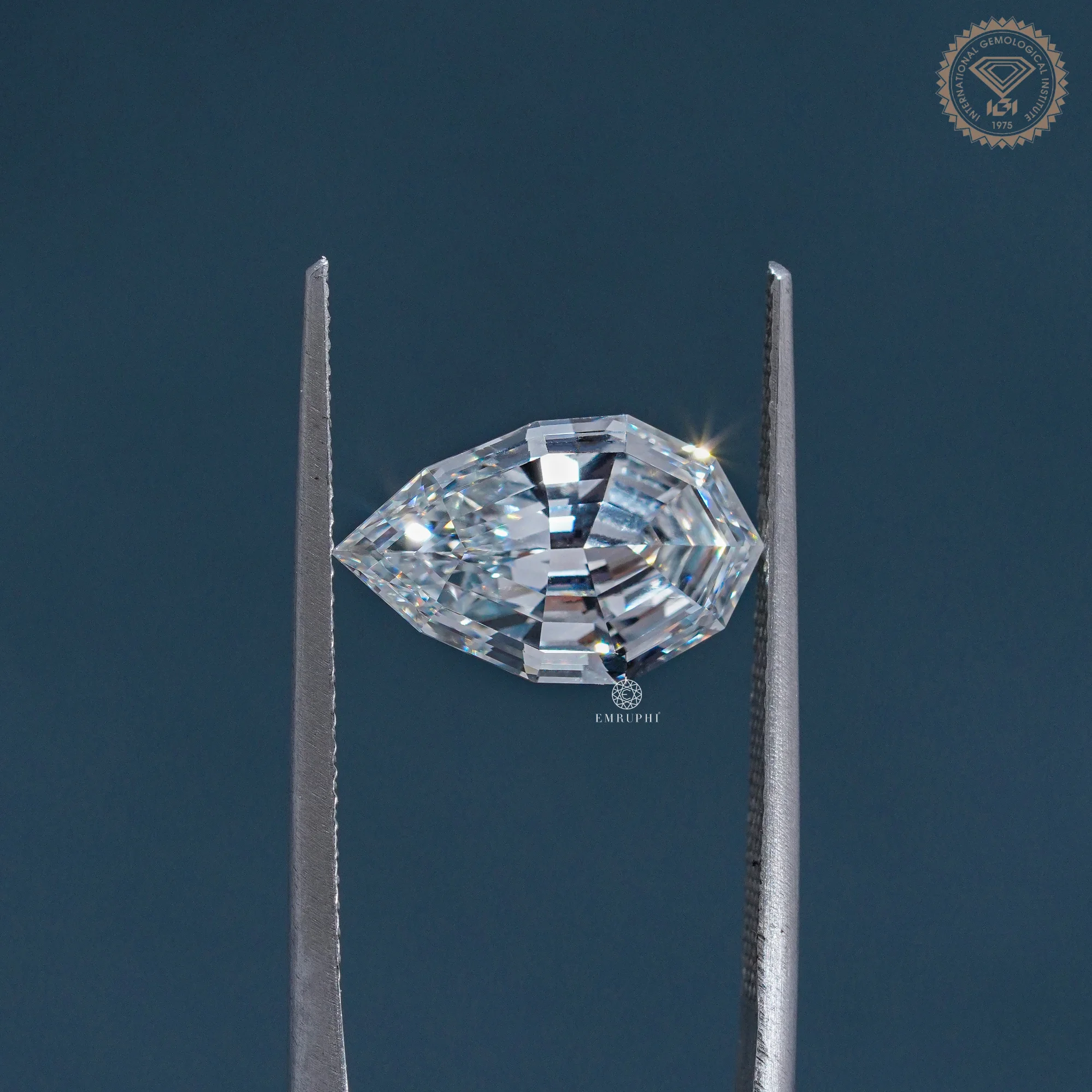 3.28 CT Pear Step Cut Lab Grown Diamond, Pear Shape Loose Diamond, Step Cut Lab Diamond — view 6
