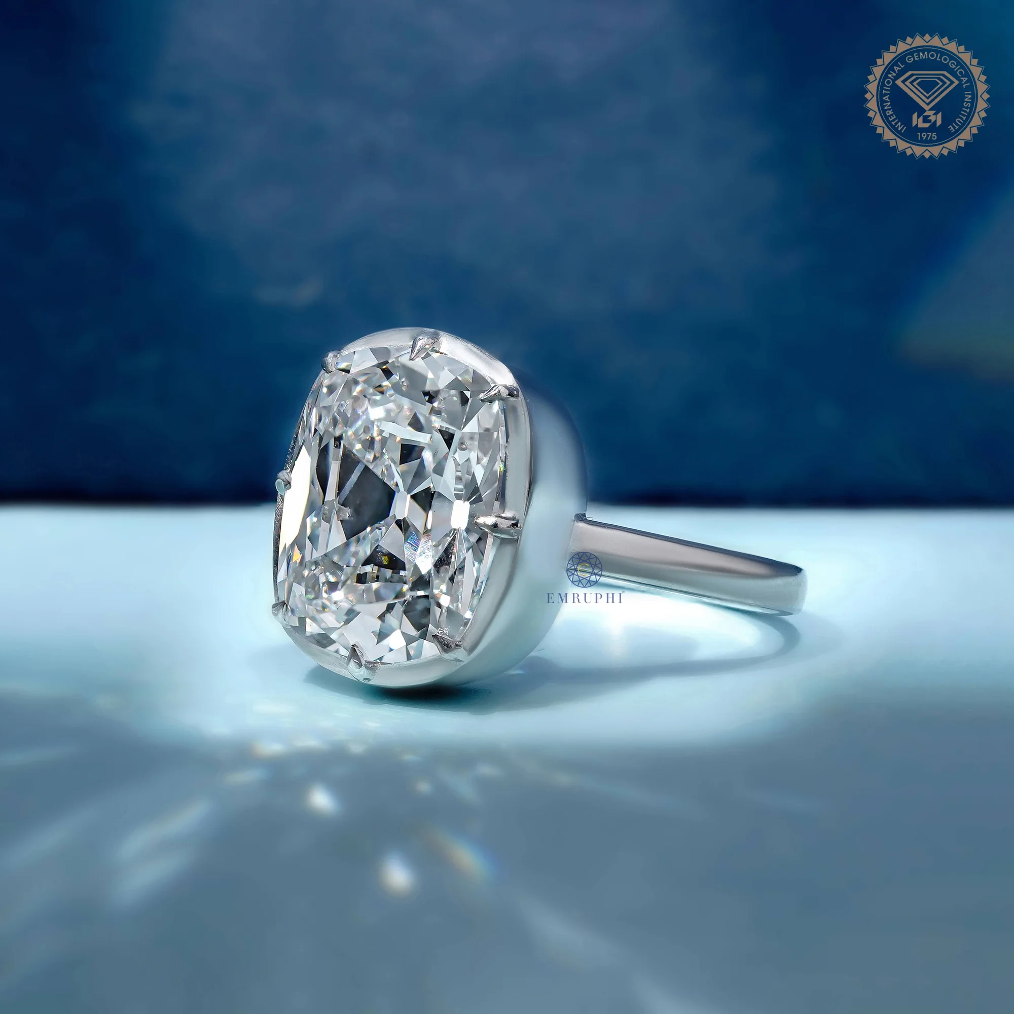 5.00 CT Old Mine Cushion Diamond Engagement Ring, Lab Grown Diamond Wedding Ring, IGI Certified Diamond Ring — view 3