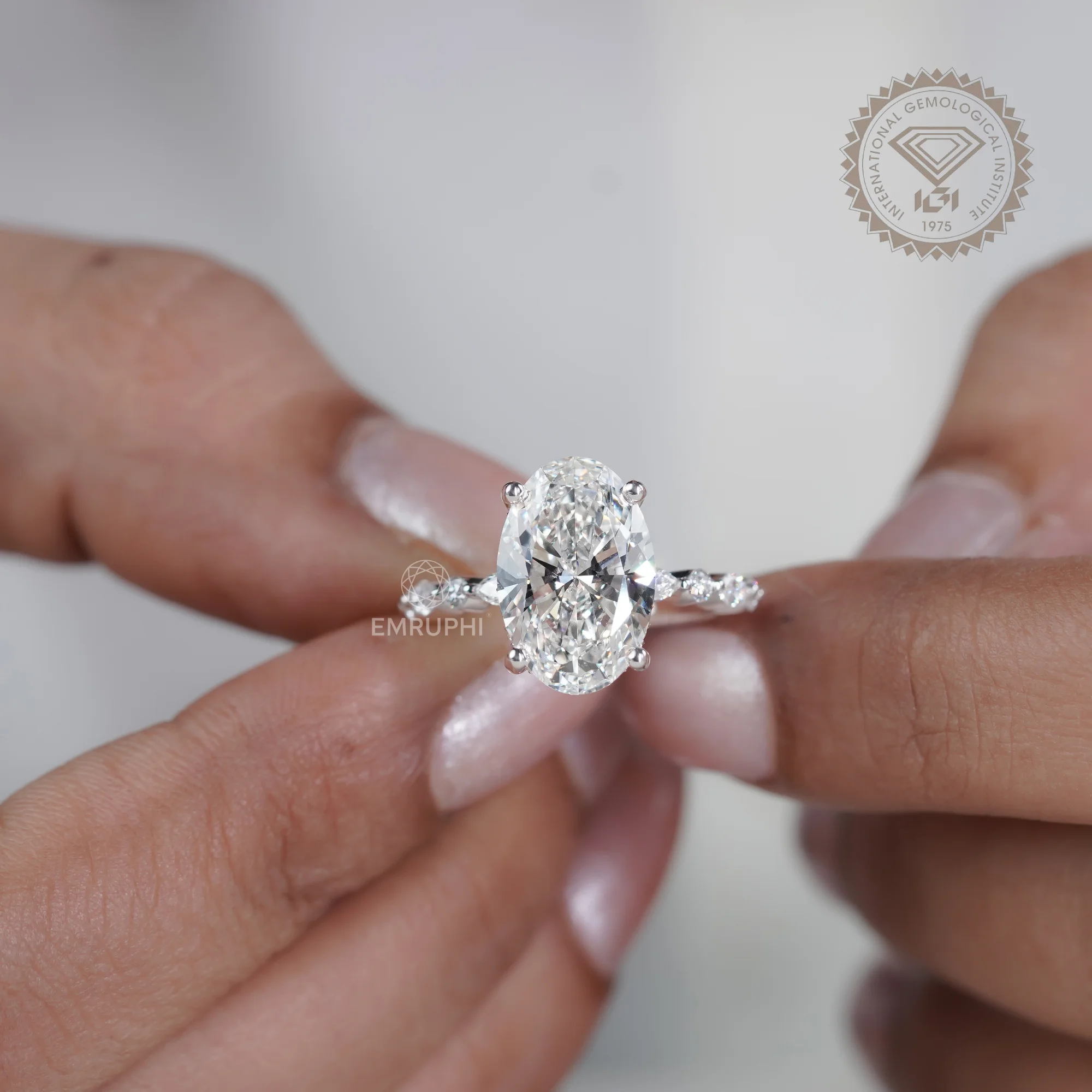 Brilliant Oval Cut Solitaire Engagement Ring, Oval Lab Diamond Anniversary Ring, Oval Proposal Ring for Her — view 5