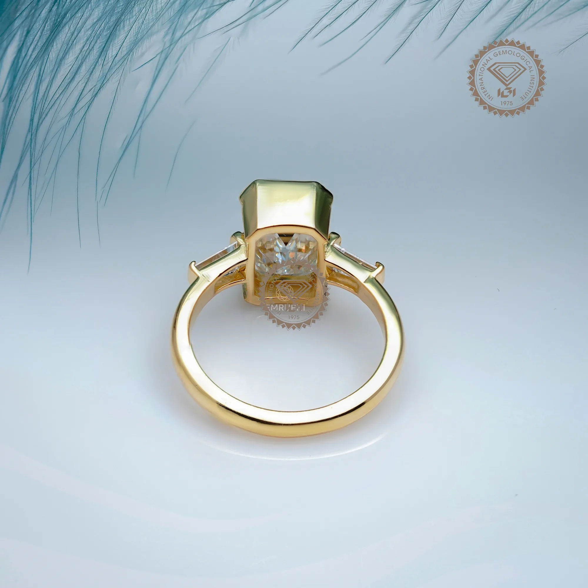 3 Carat Emerald Cut Lab Grown Diamond Ring, Tapered Baguette Ring — view 4