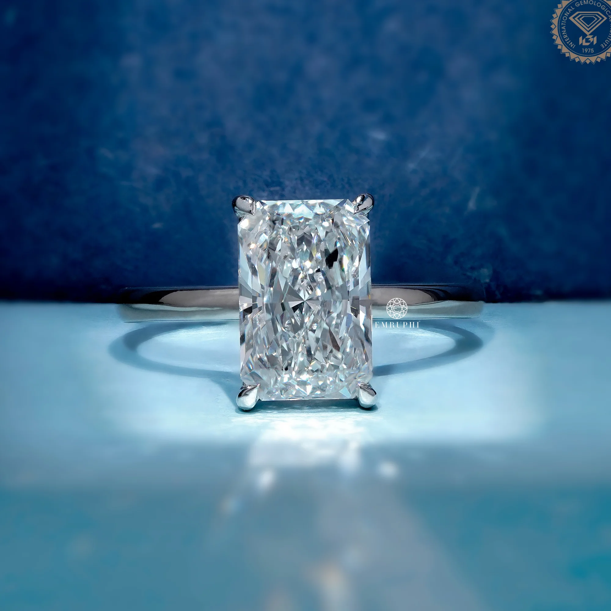 2.5 CT Radiant Solitaire Lab Diamond Ring, IGI Certified Diamond Engagement Ring