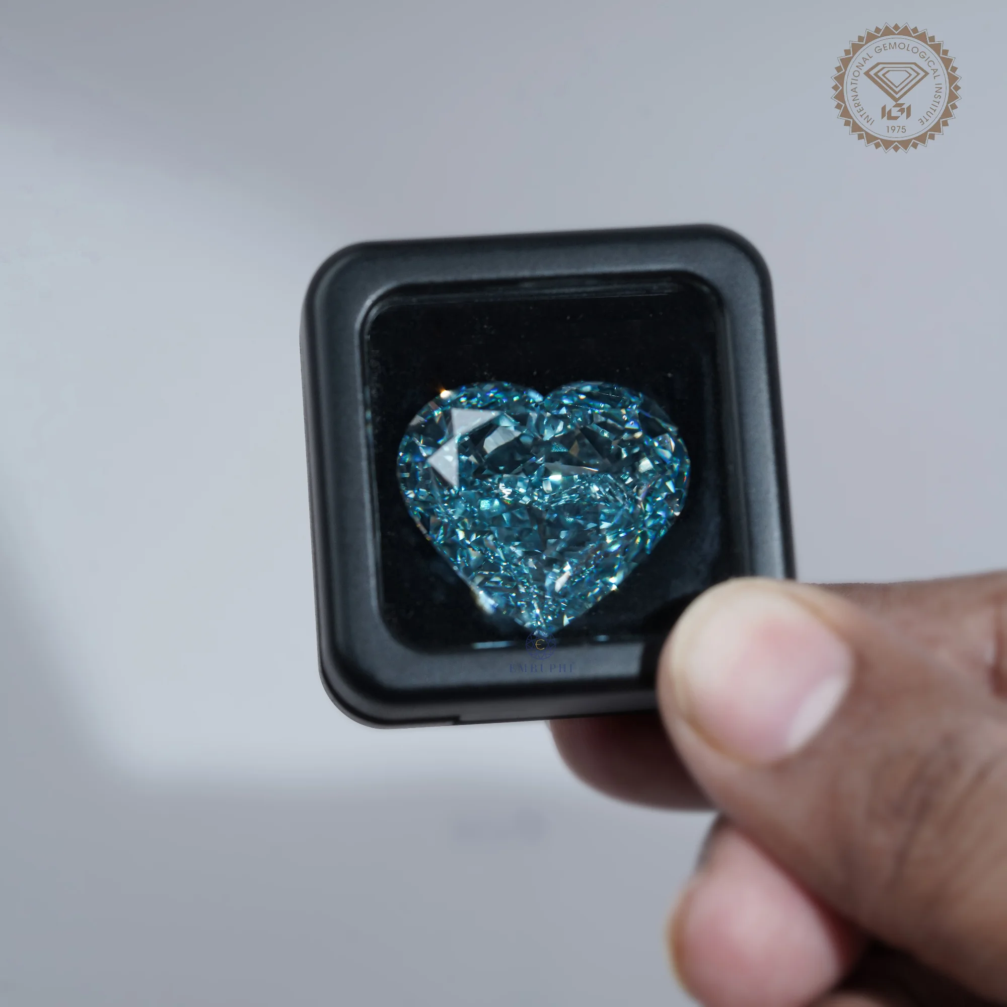 50.05 CT Vivid Blue Heart Cut Lab Grown Diamond, IGI Certified Loose Blue Diamond, — view 11