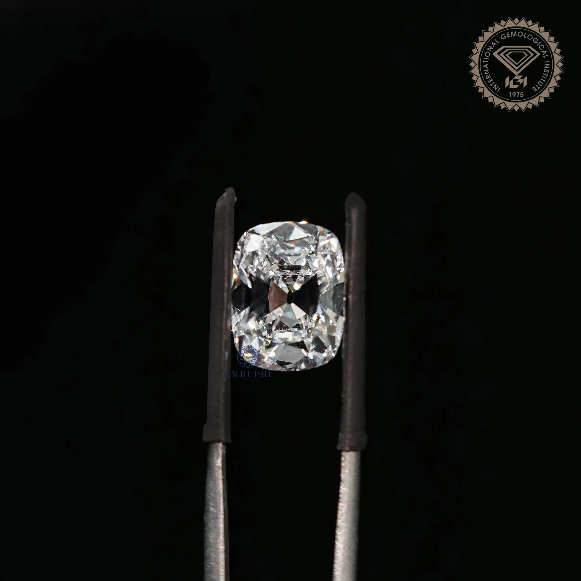 5 CT Cushion Old Mine Cur Lab Created Diamond, Certified Loose Diamond, Old Mine Loose Diamond — view 7