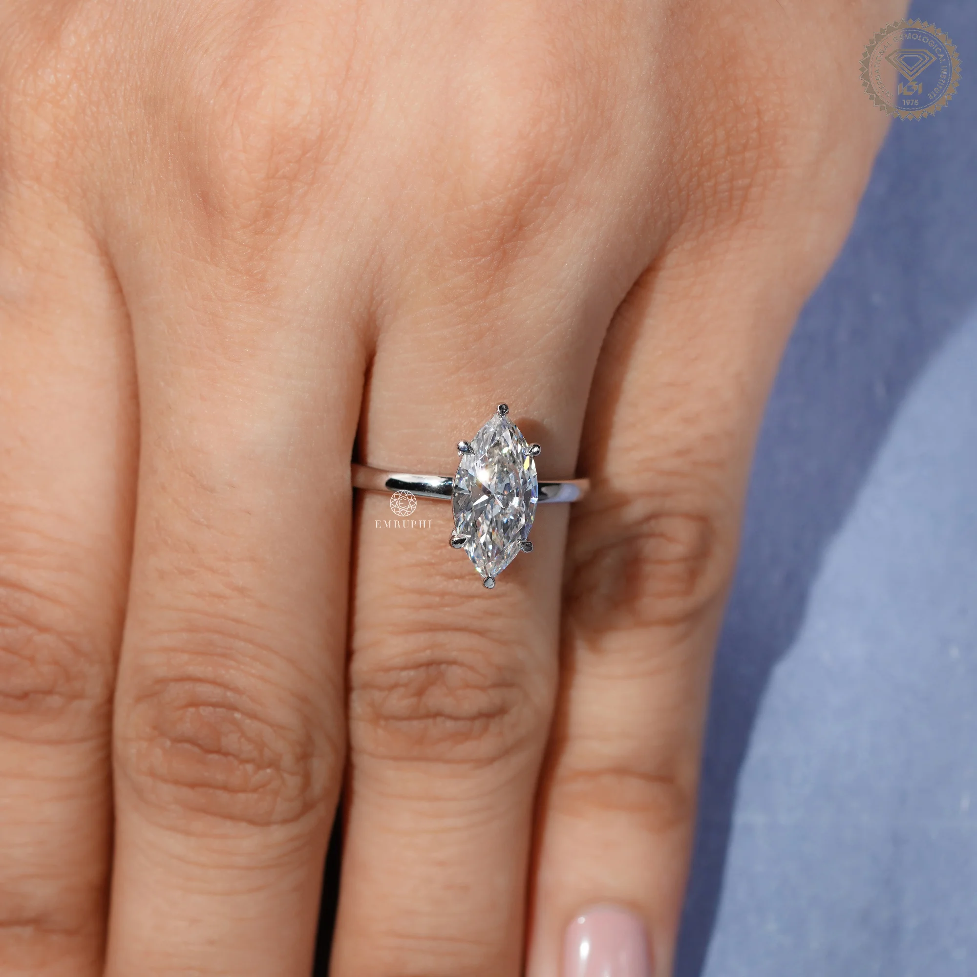 Marquise Lab Grown Diamond Engagement Ring 14K Gold, IGI Certified — view 13