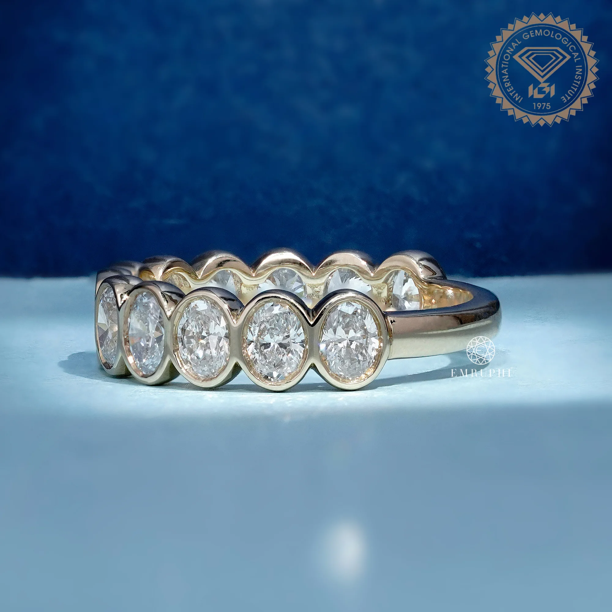 Oval Cut Lab Grown Diamond Bezel Eternity Band, Full Eternity Wedding Ring — view 2