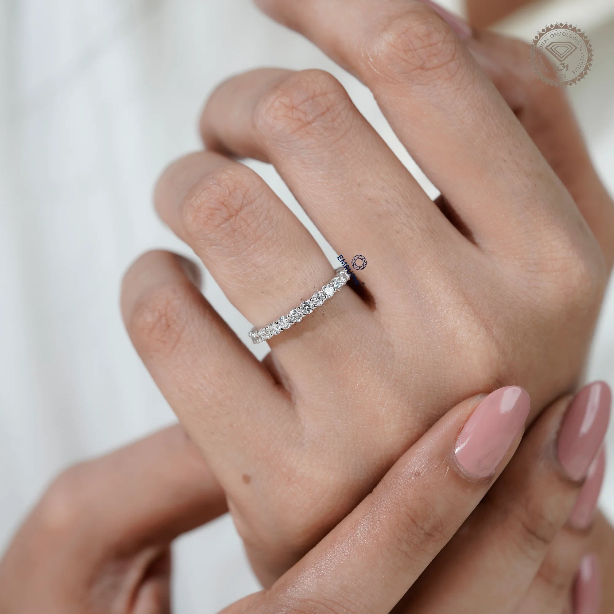 14k Gold Full Eternity Band, Round Lab-Grown Diamond daily wear Ring — view 12