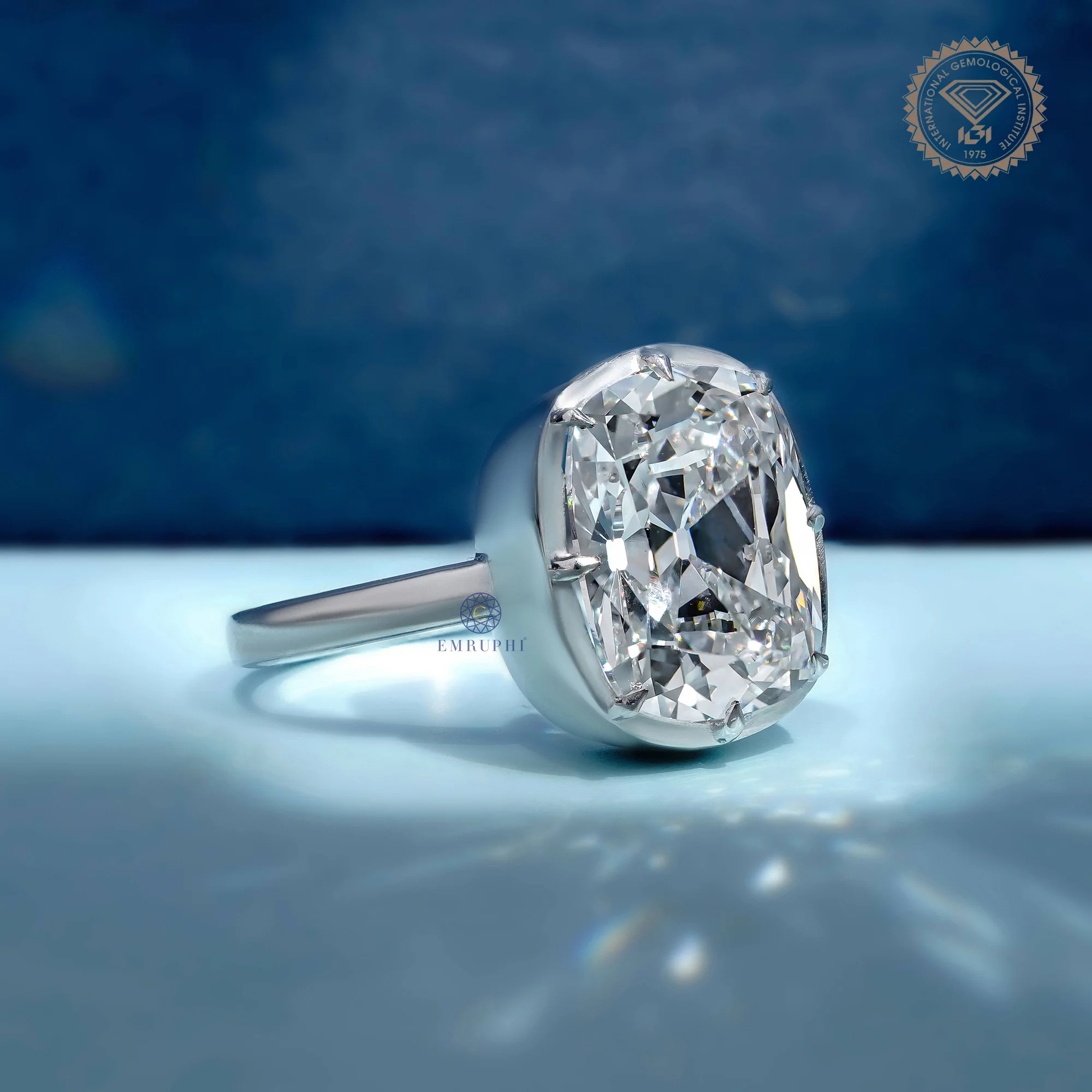 5.00 CT Old Mine Cushion Diamond Engagement Ring, Lab Grown Diamond Wedding Ring, IGI Certified Diamond Ring — view 4