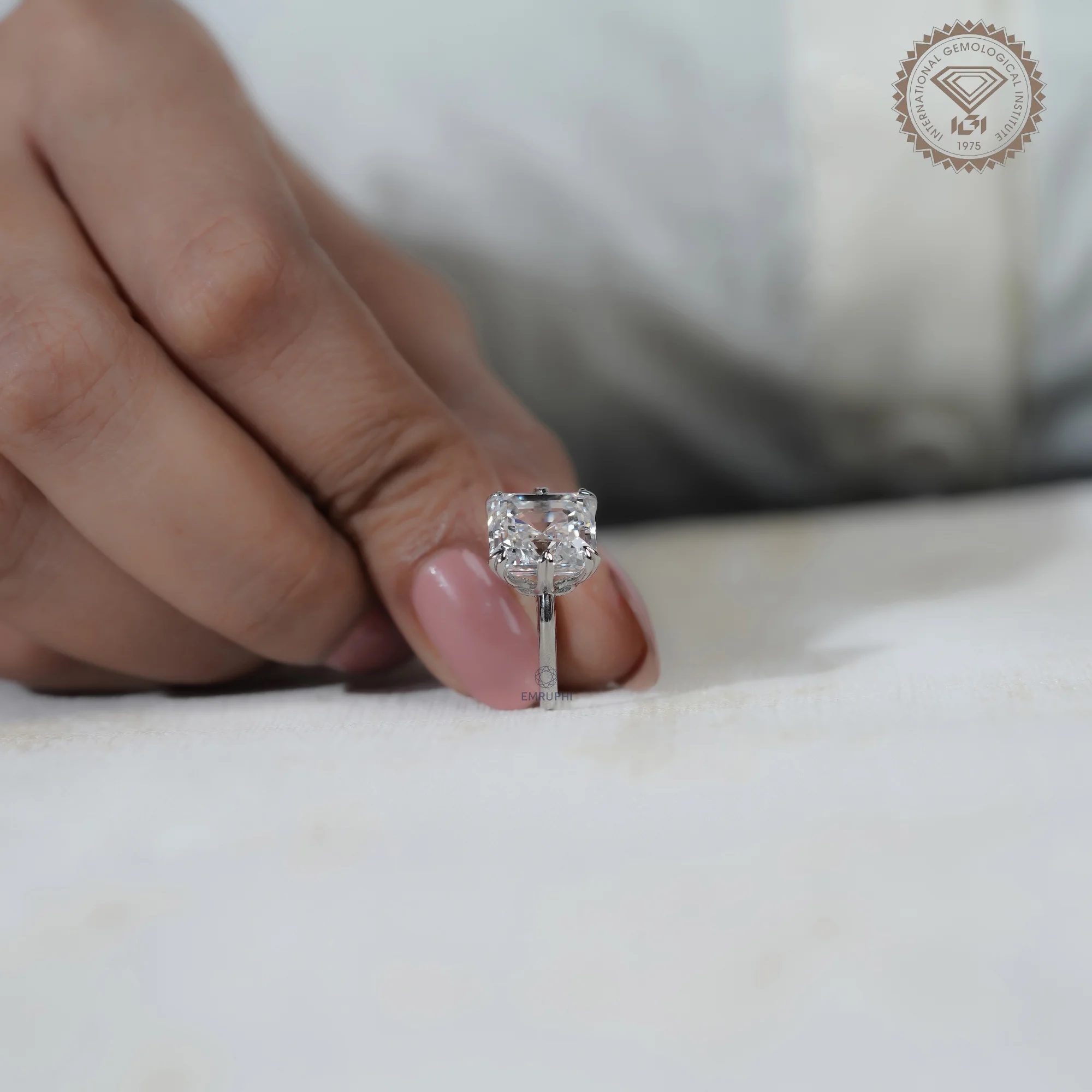 7 Carat Asscher Cut Lab Grown Diamond Engagement Ring — view 15