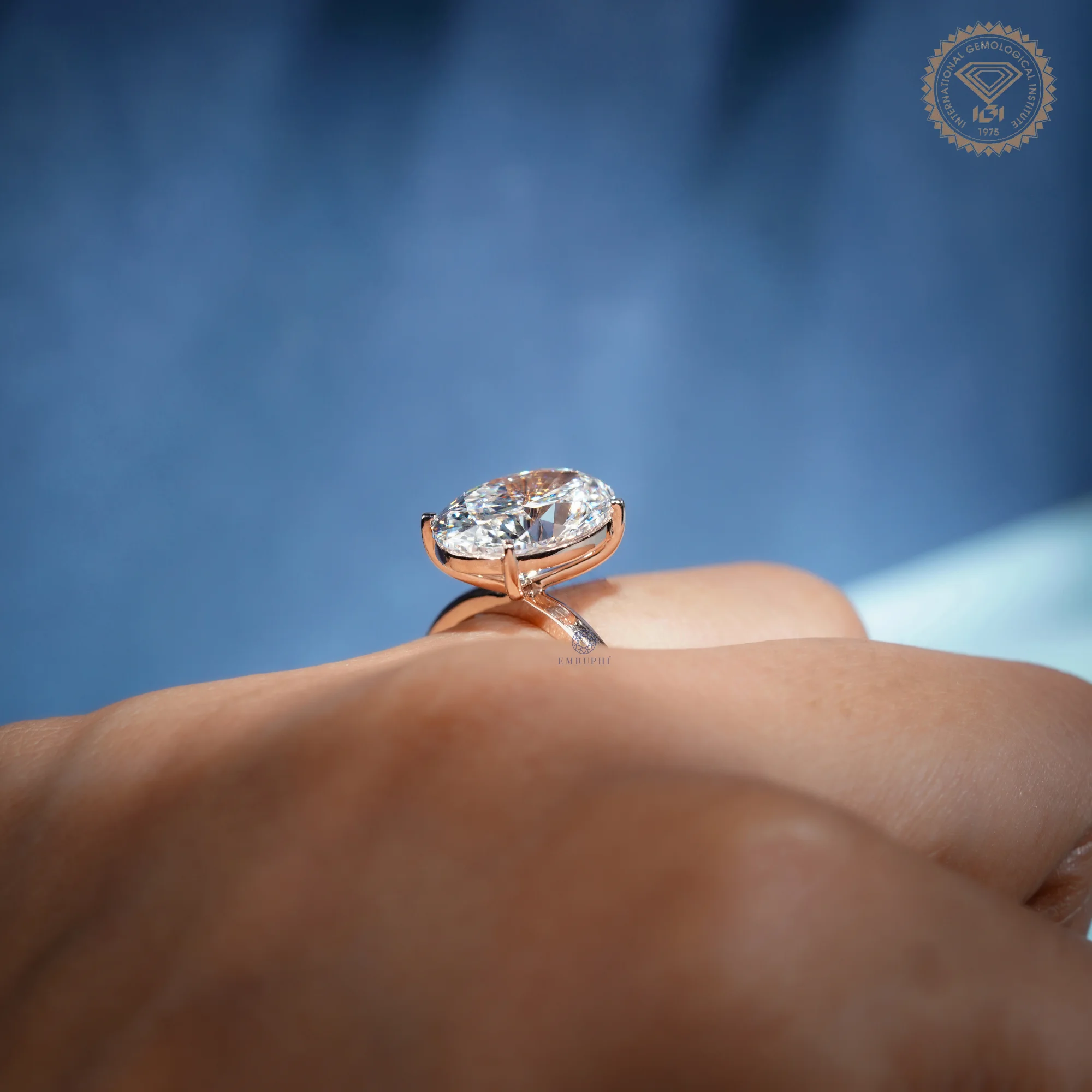 5 CT Oval Cut Lab Grown Diamond Solitaire Engagement Ring, 14K Gold Classic 4 Prong Ring — view 6