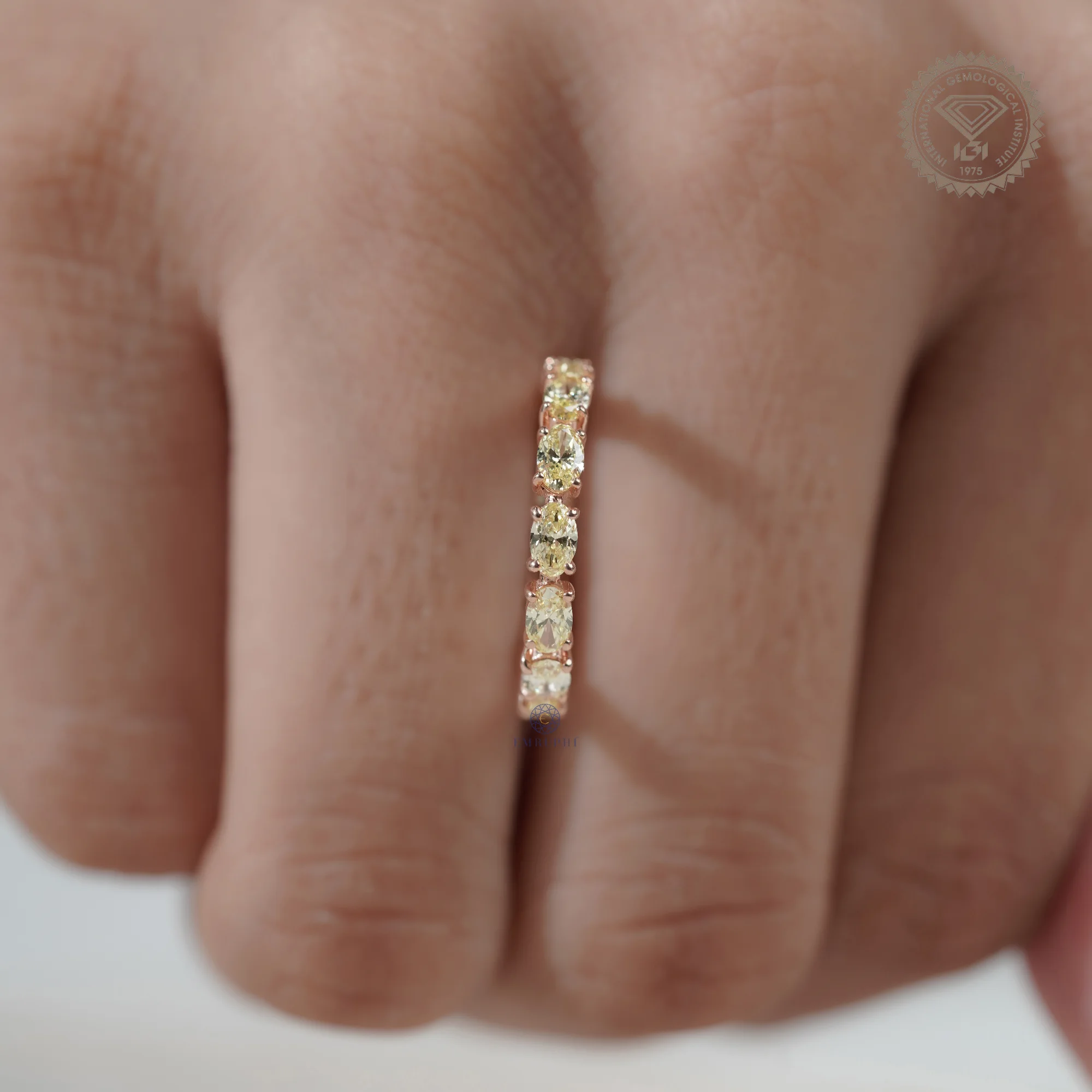 Oval Vivid Yellow Eternity Band, Yellow Diamond Wedding Band, Oval Eternity Ring — view 6
