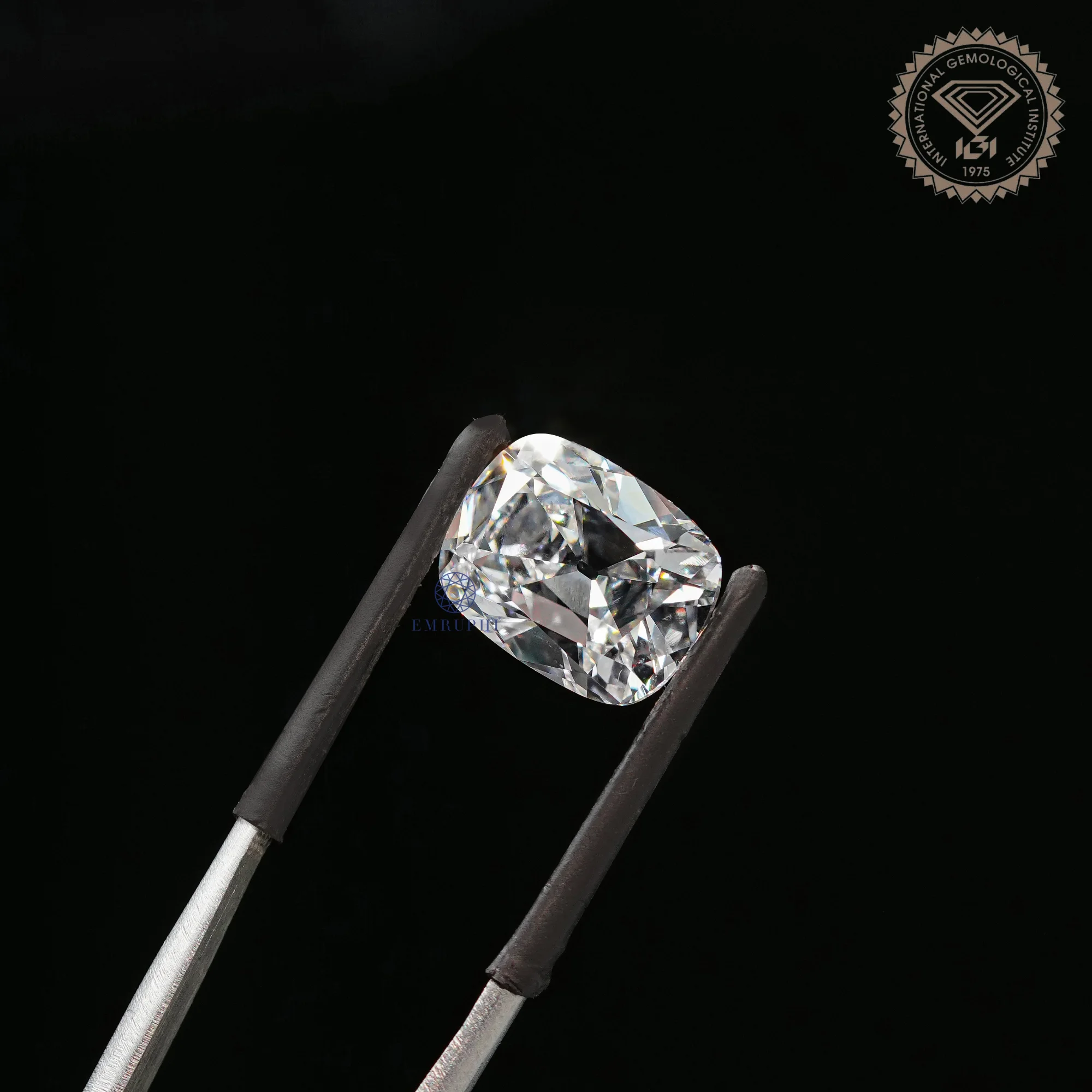 5 CT Cushion Old Mine Cur Lab Created Diamond, Certified Loose Diamond, Old Mine Loose Diamond — view 6