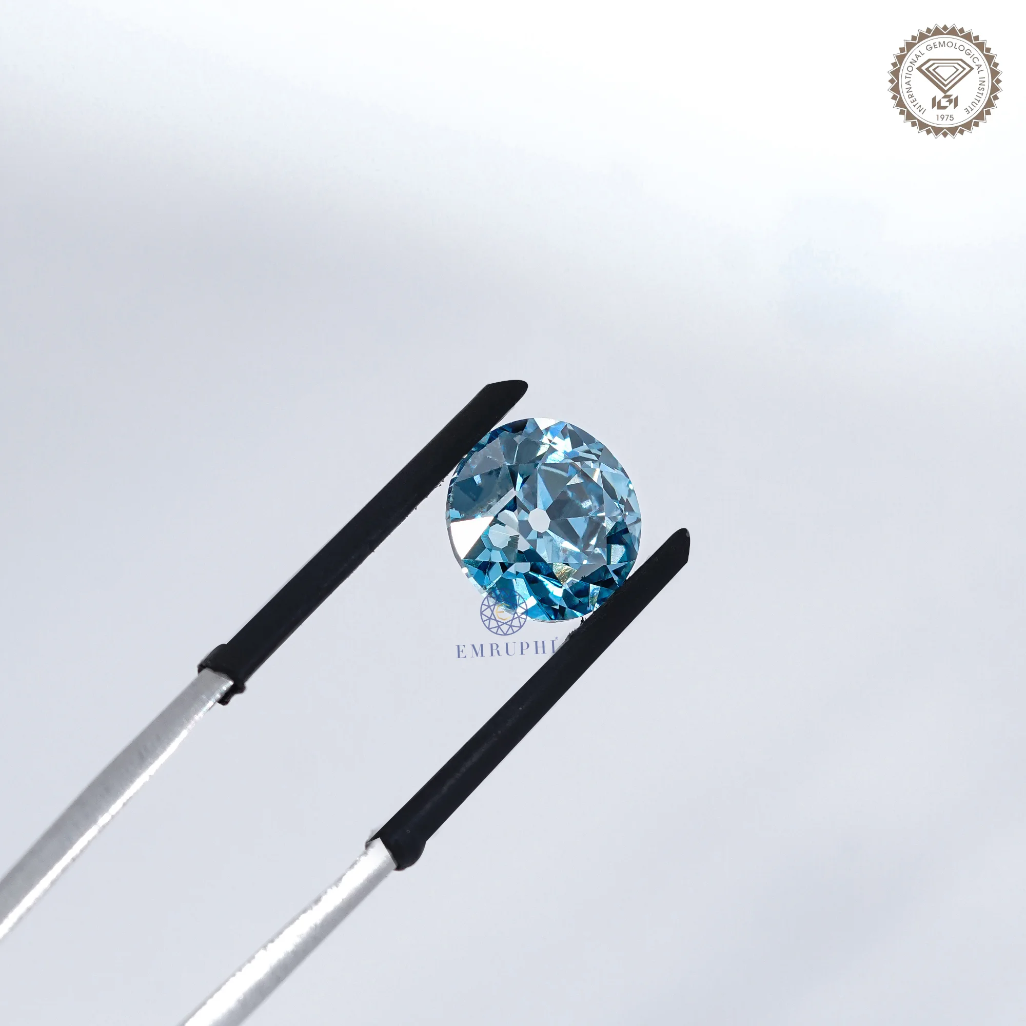 3.05 CT Round Cut Vivid Blue Old Mine Diamond, Loose Blue Diamond — view 6