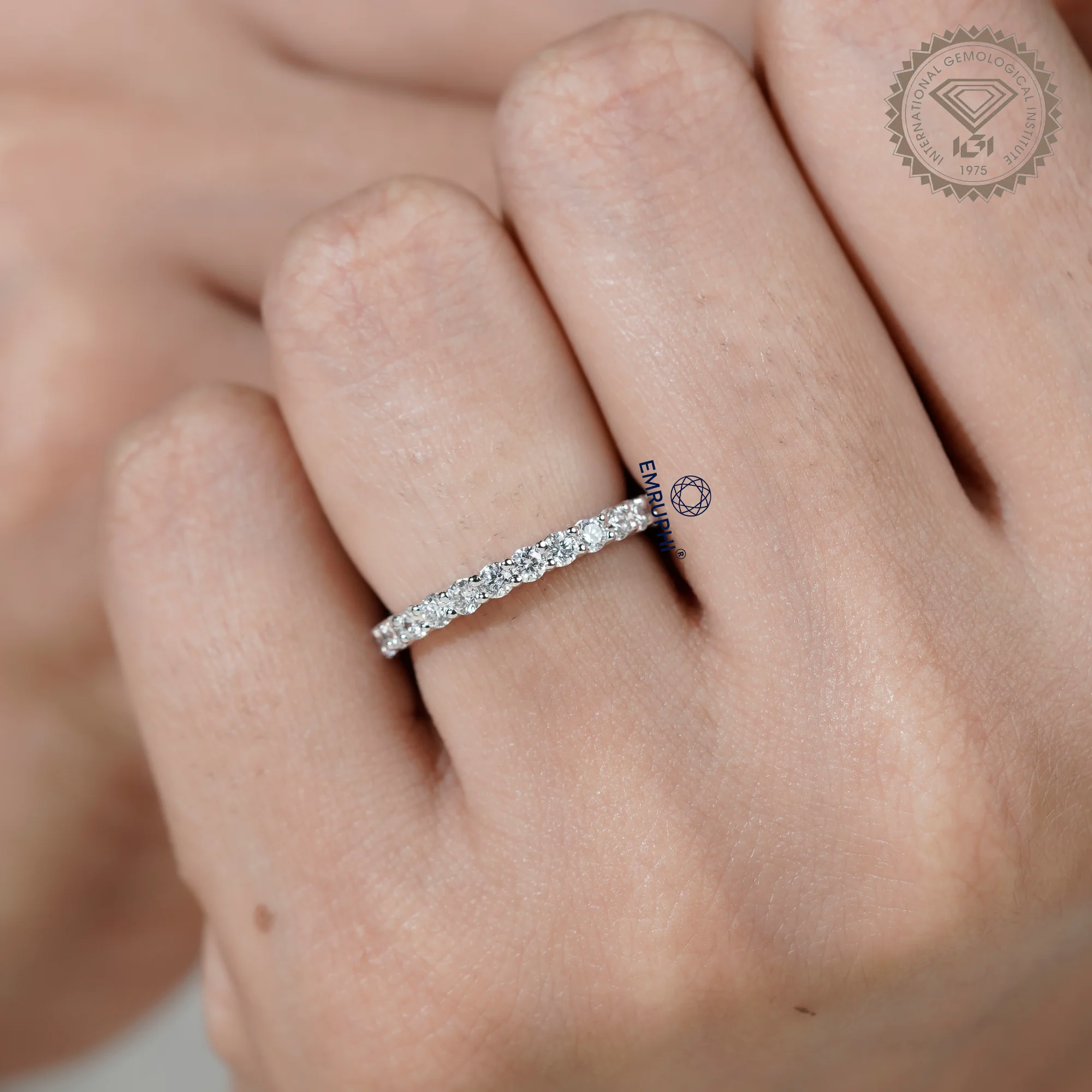 14k Gold Full Eternity Band, Round Lab-Grown Diamond daily wear Ring — view 17